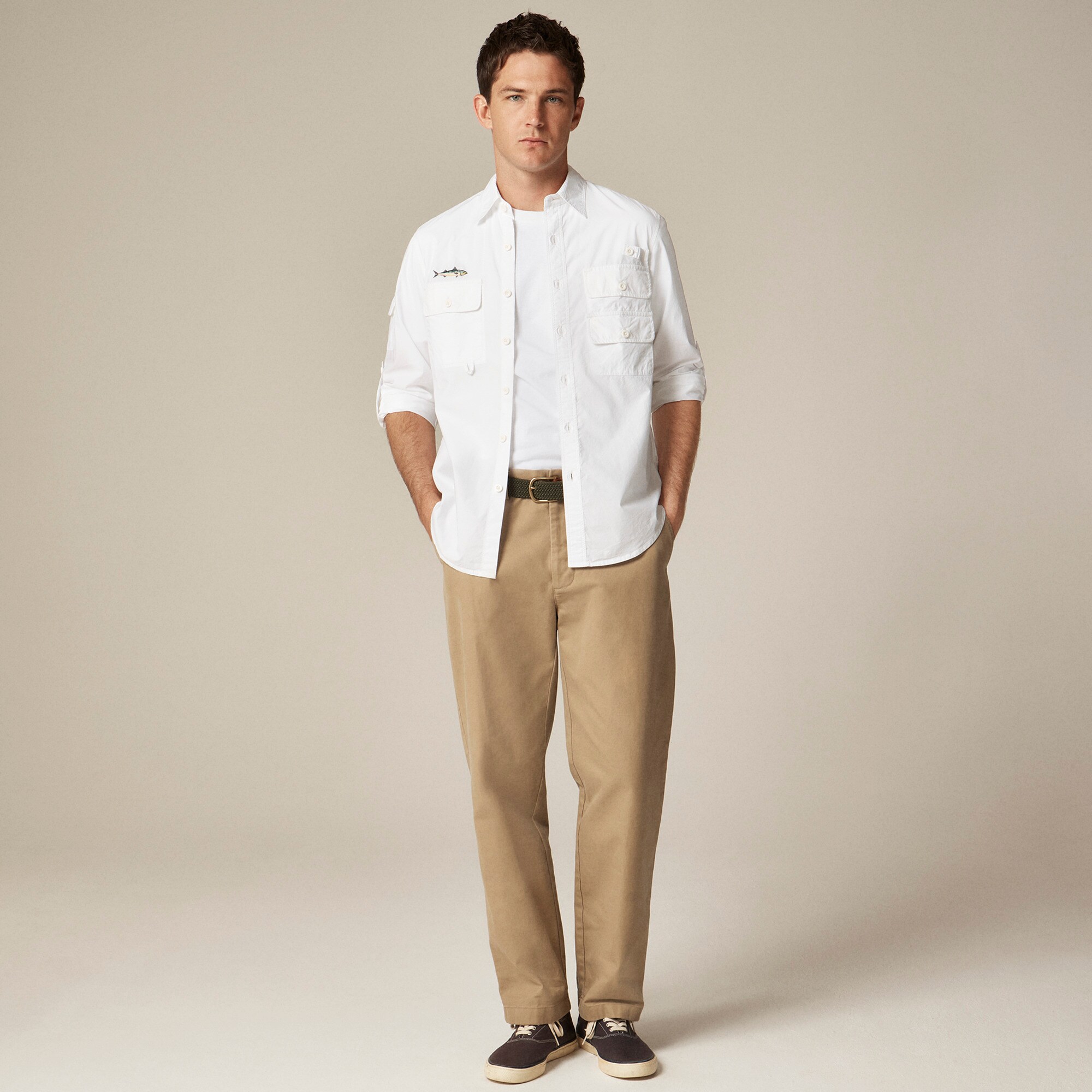 Atlantic Coastal Supplies X J.Crew cotton poplin fishing shirt