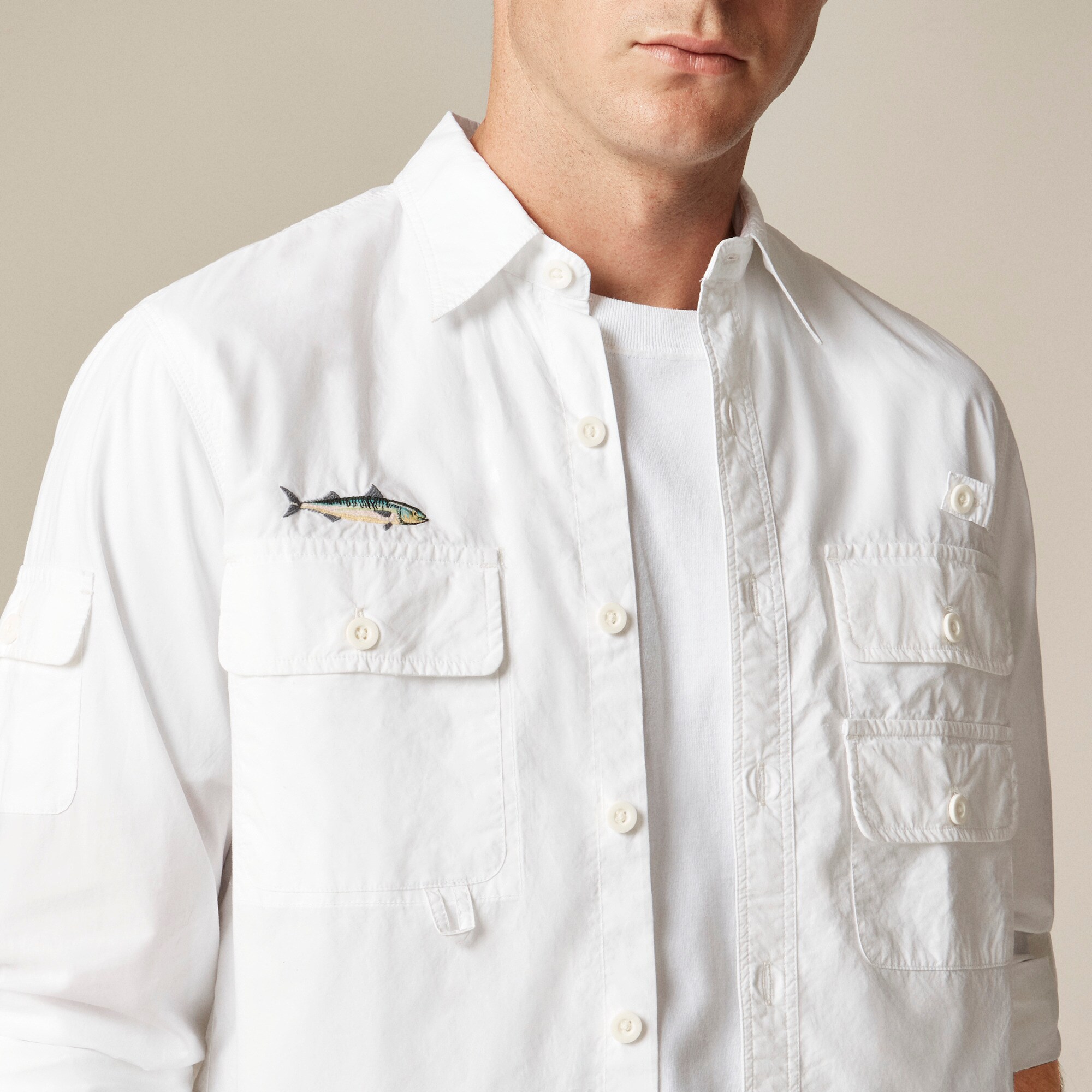 Atlantic Coastal Supplies X J.Crew cotton poplin fishing shirt