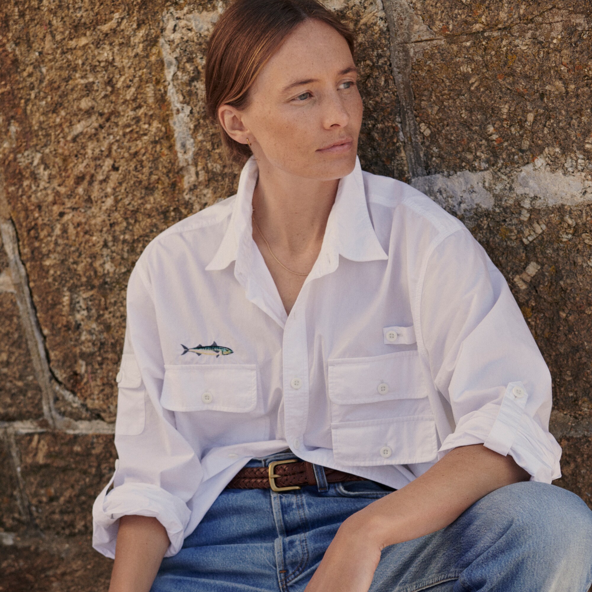 Atlantic Coastal Supplies X J.Crew cotton poplin fishing shirt
