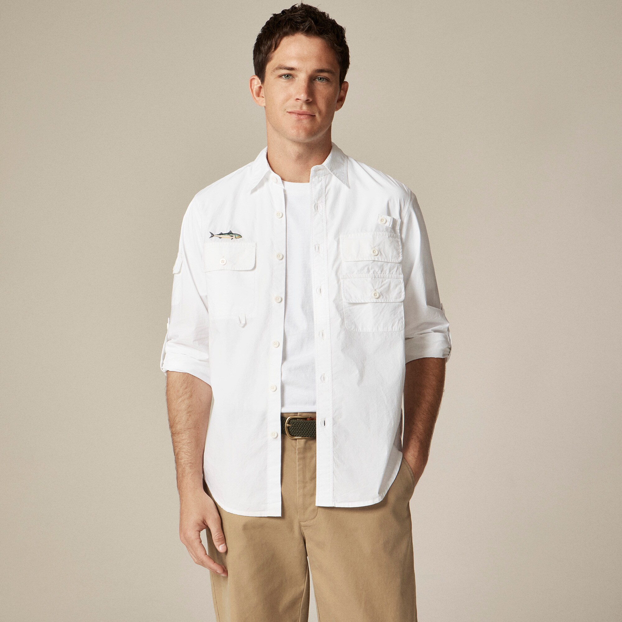  Atlantic Coastal Supplies X J.Crew cotton poplin fishing shirt