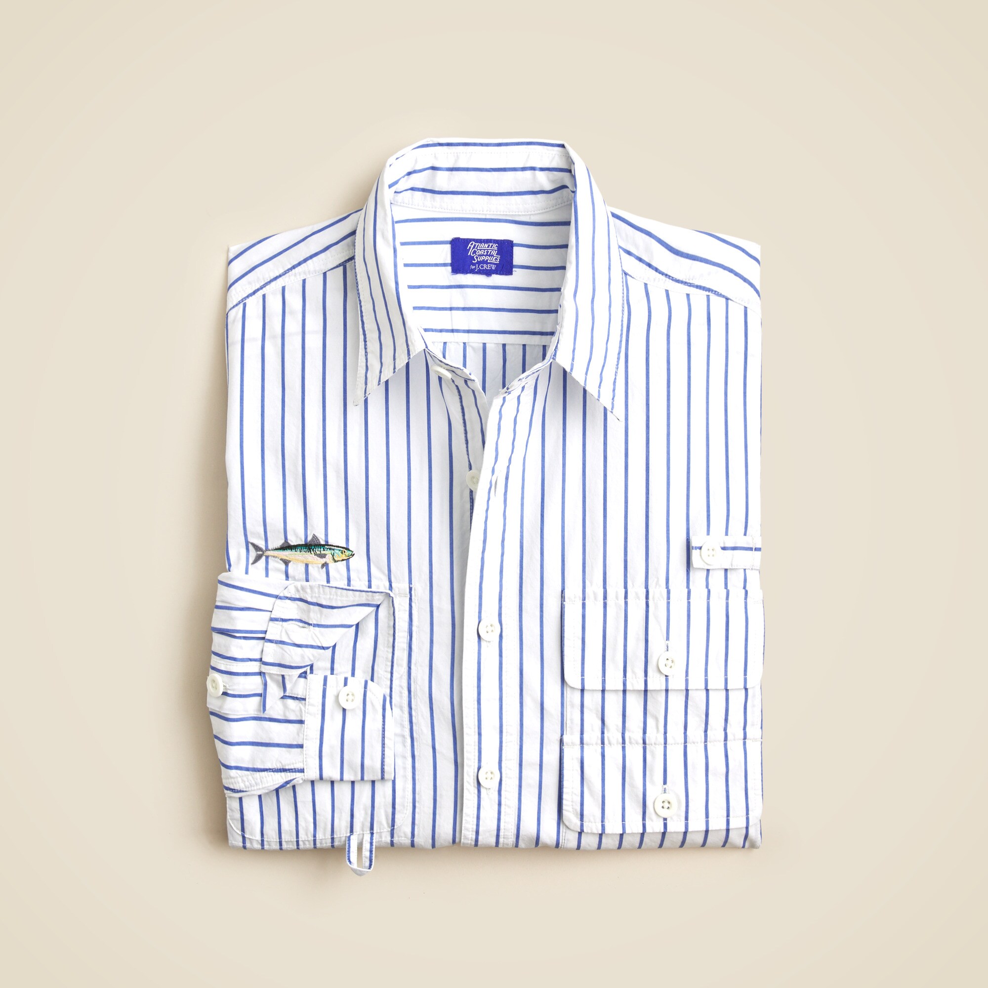 Atlantic Coastal Supplies X J.Crew cotton poplin fishing shirt