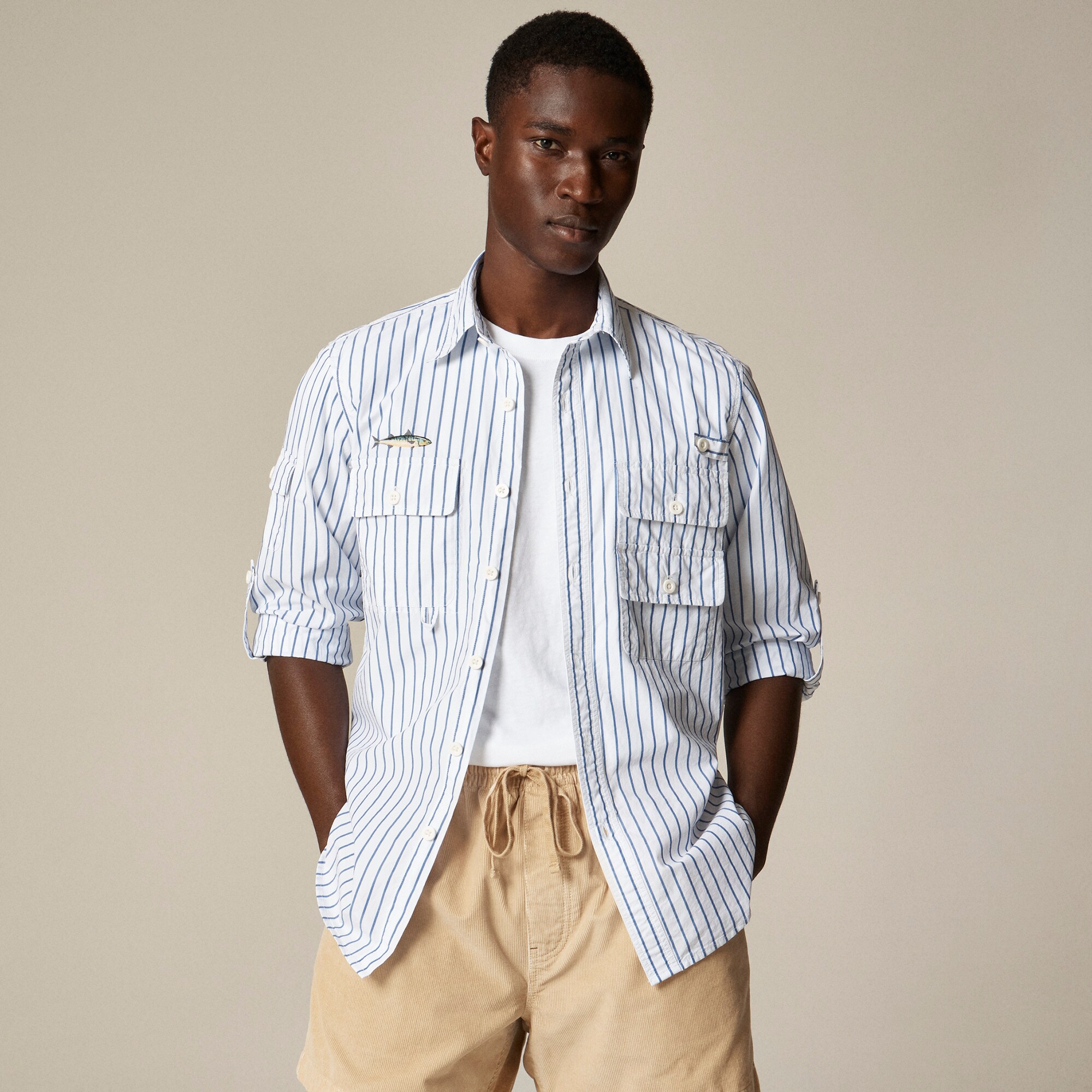  Atlantic Coastal Supplies X J.Crew cotton poplin fishing shirt