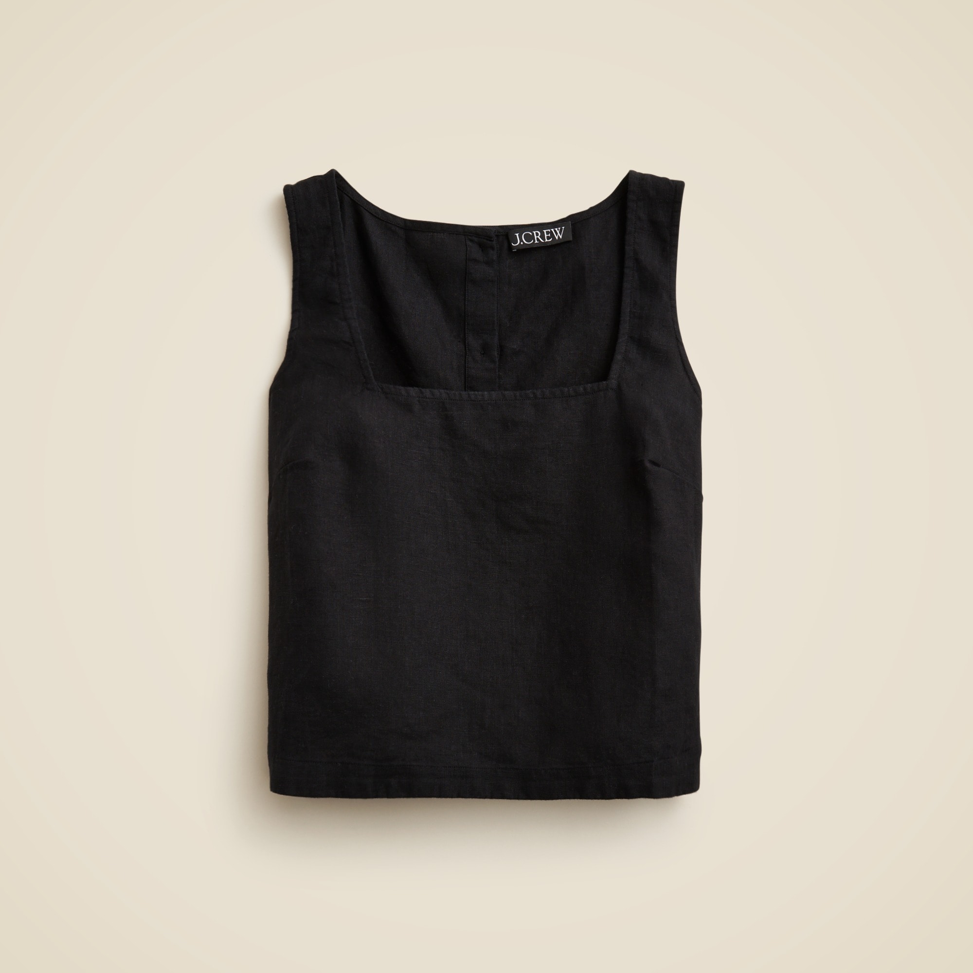  Squareneck button-back top in linen