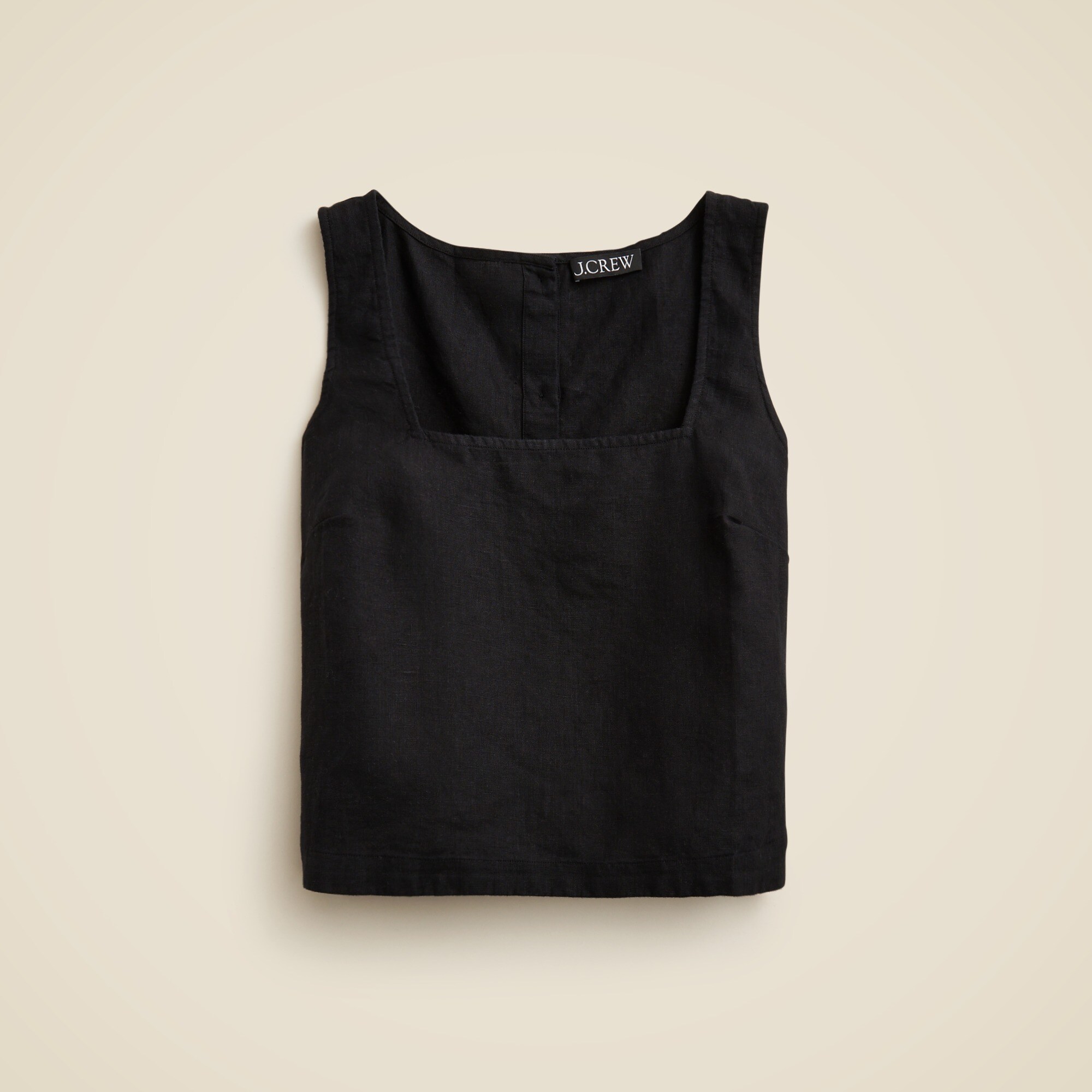 Squareneck button-back top in linen