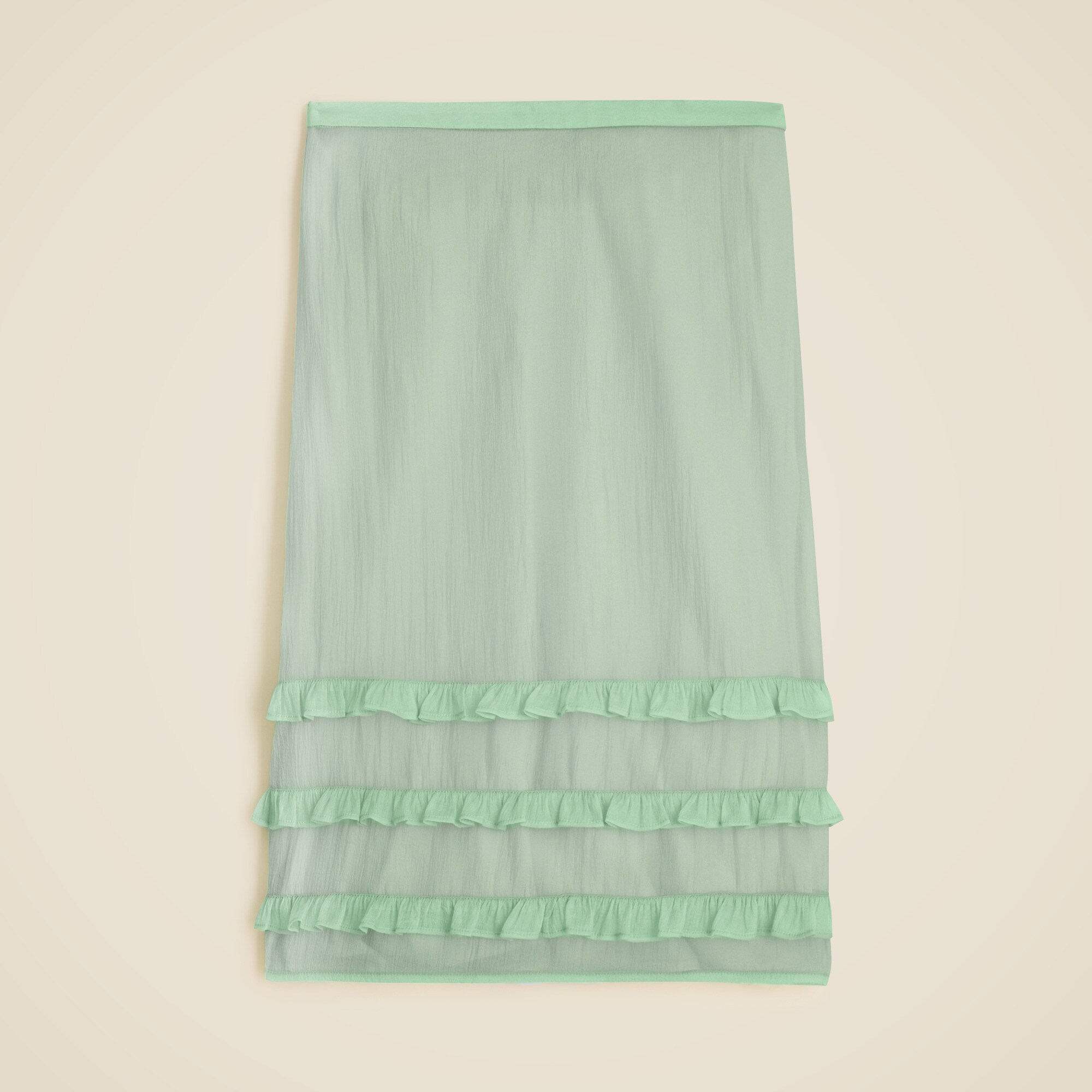 Crinkled ruffle-trim slip skirt