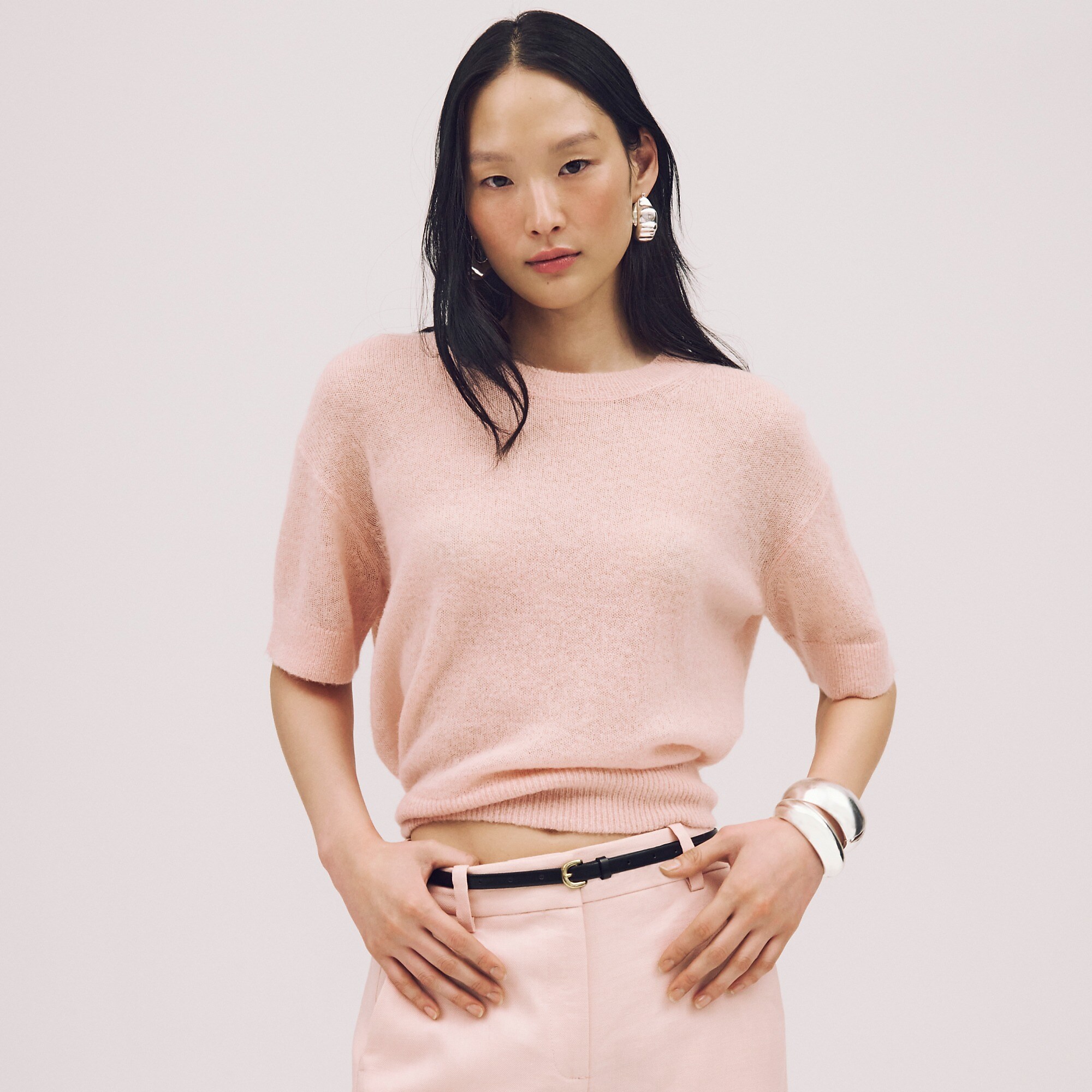 Alpaca-blend oversized sweater T-shirt