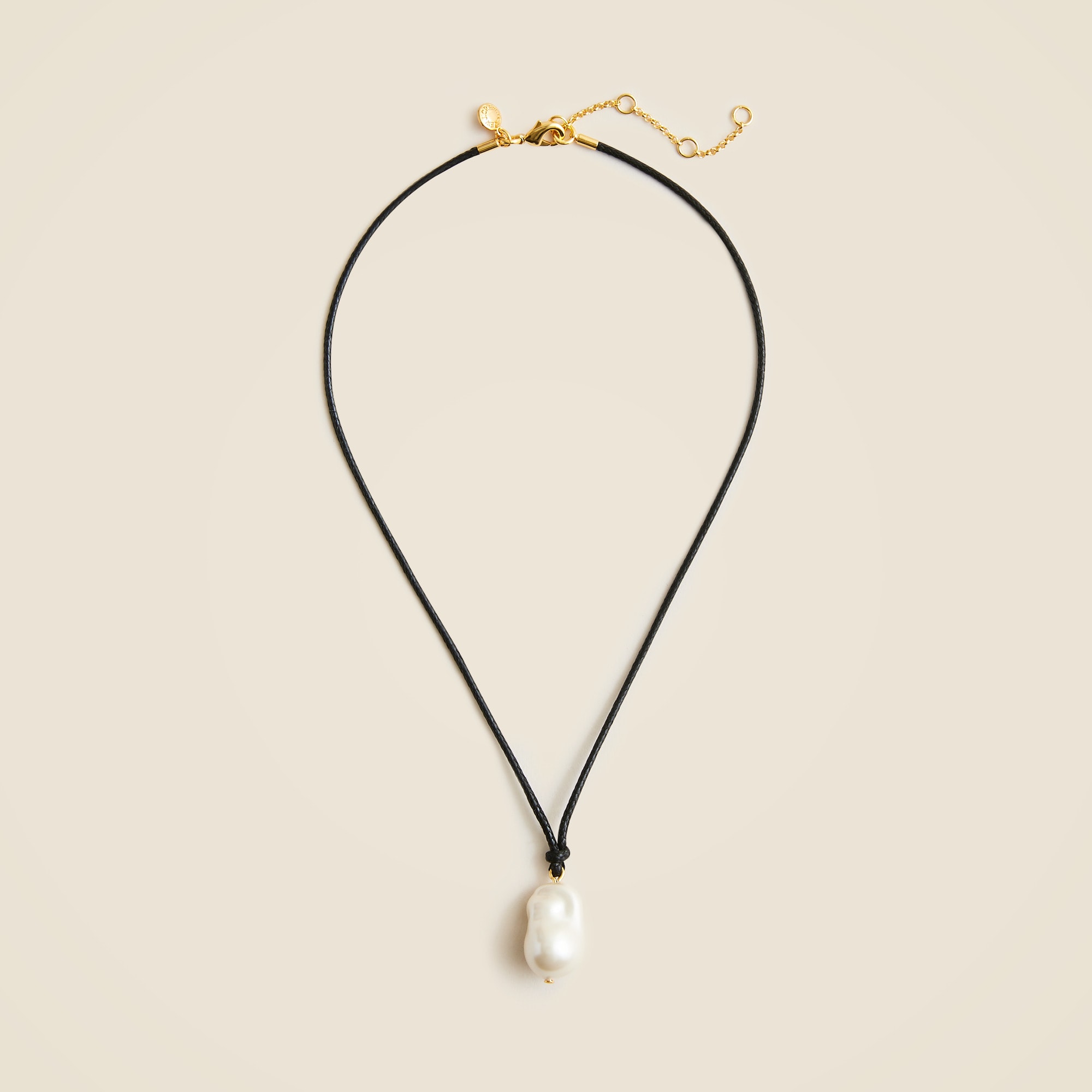 womens Faux-pearl and leather cord necklace