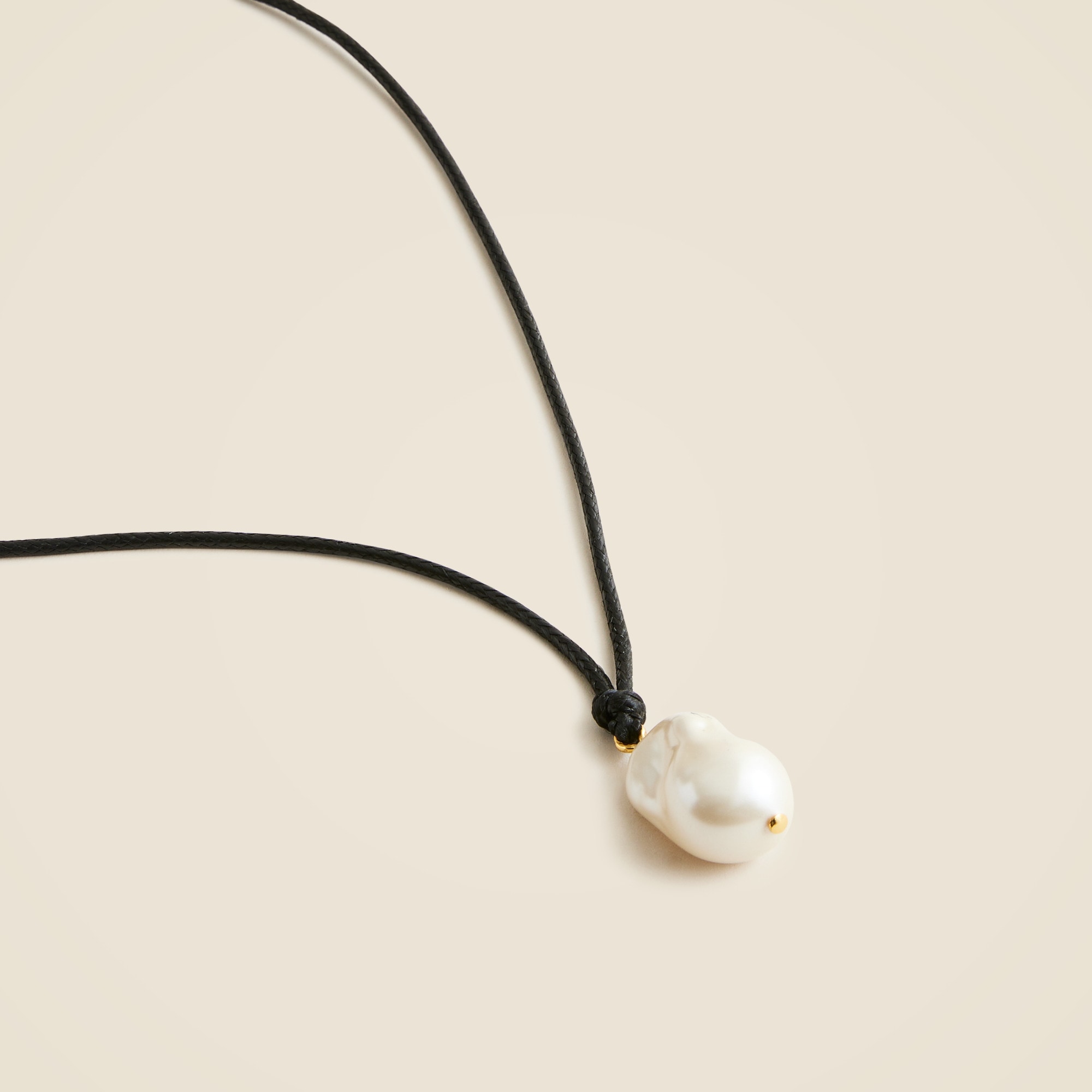Faux-pearl and leather cord necklace