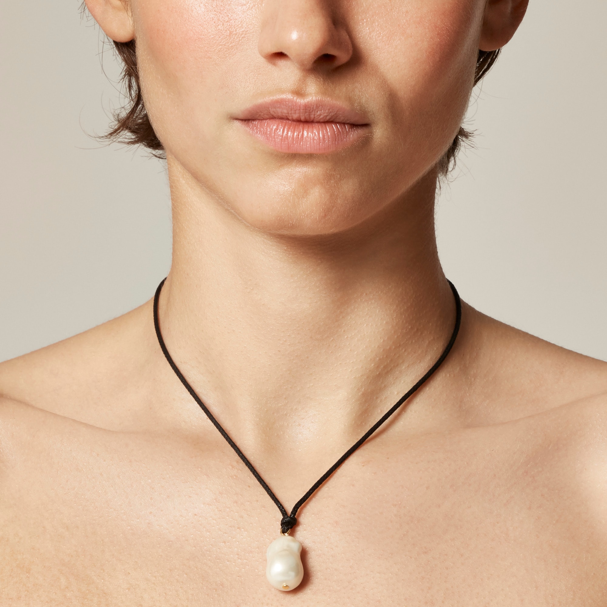 womens Faux-pearl and leather cord necklace