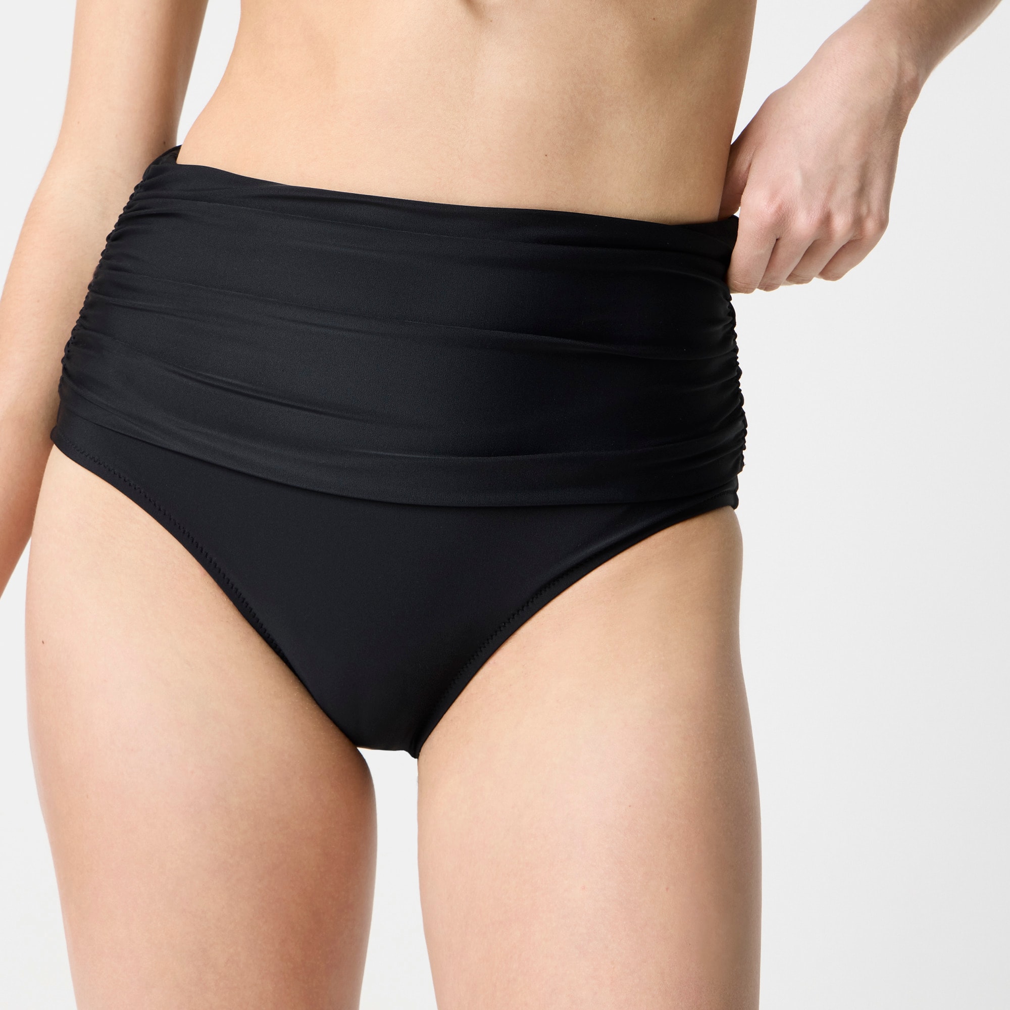 High-waisted ruched bikini bottom
