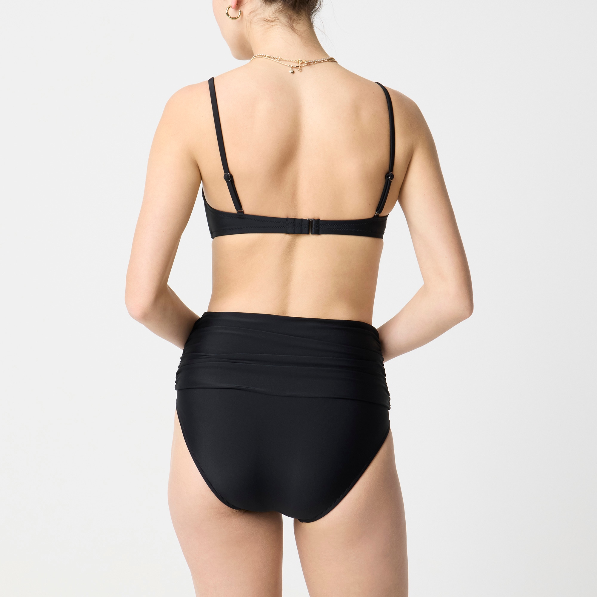 High-waisted ruched bikini bottom