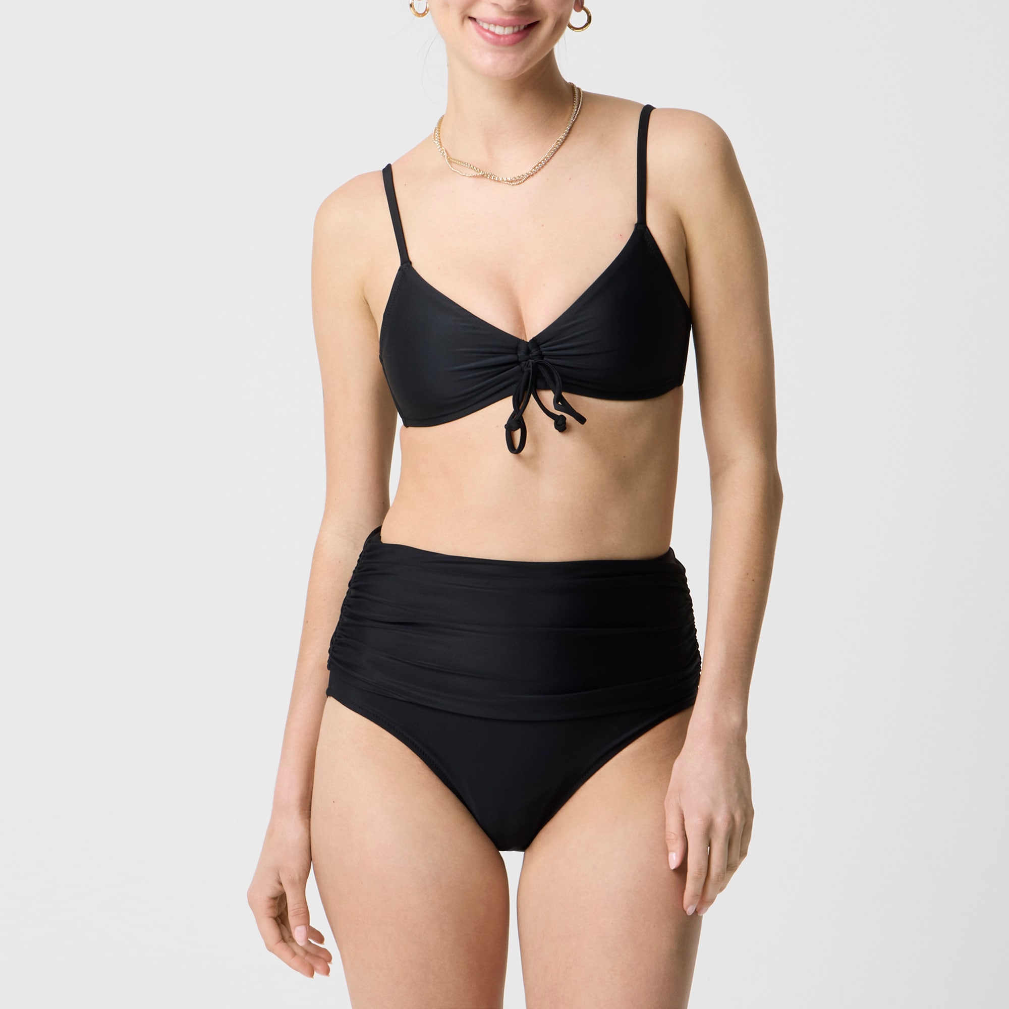 womens High-waisted ruched bikini bottom