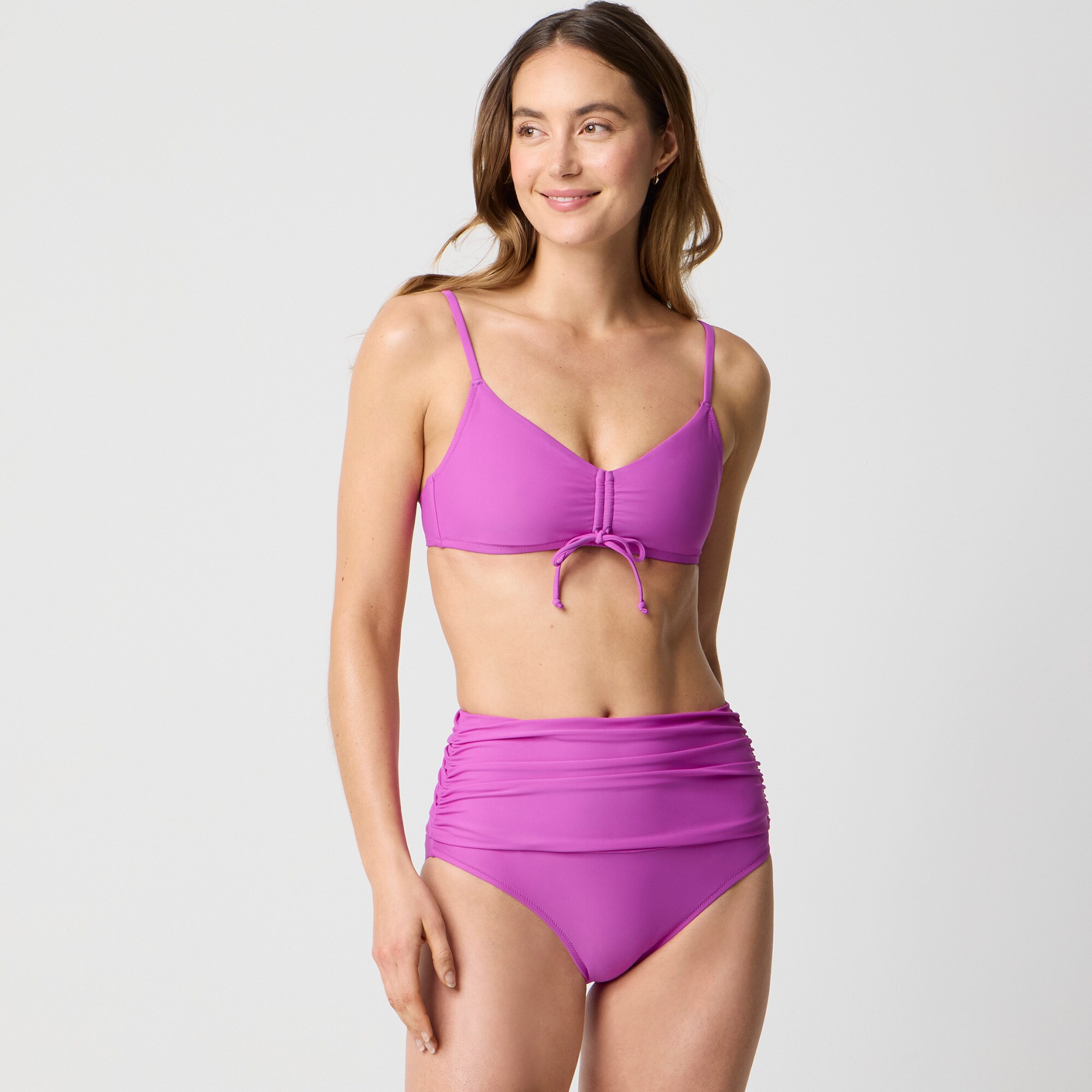 womens High-waisted ruched bikini bottom
