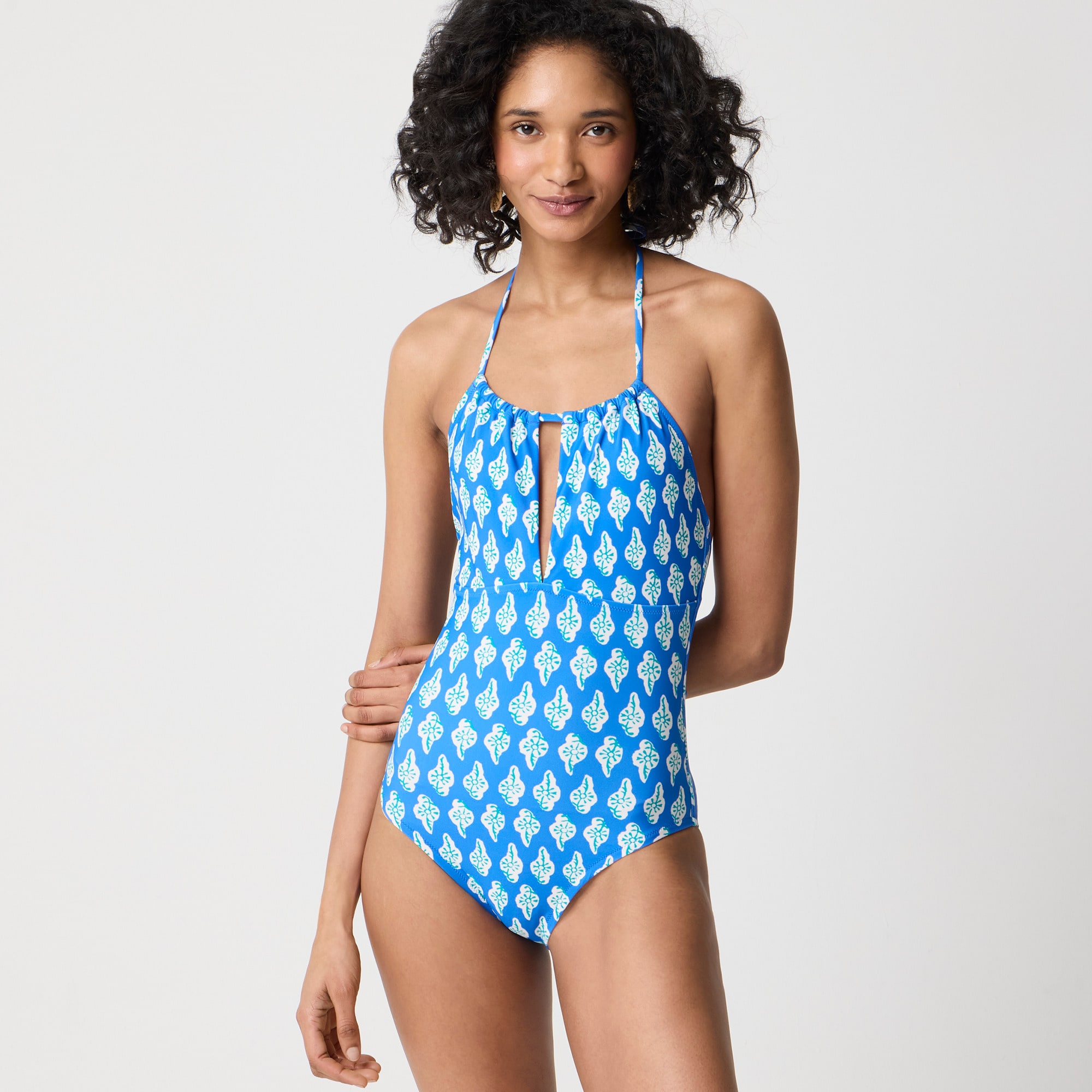 womens Printed halter one-piece swimsuit