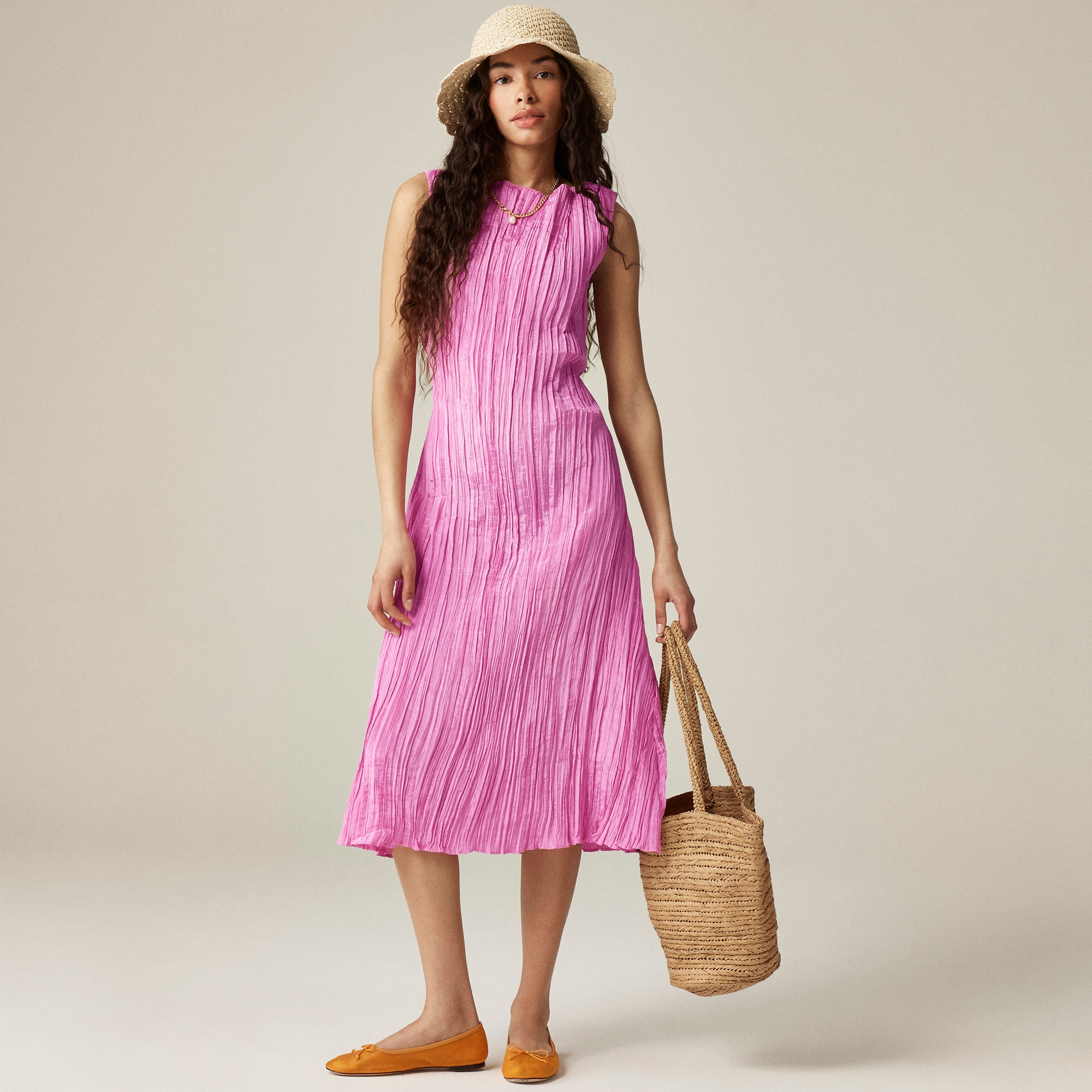 womens Crinkled high-neck sheath dress