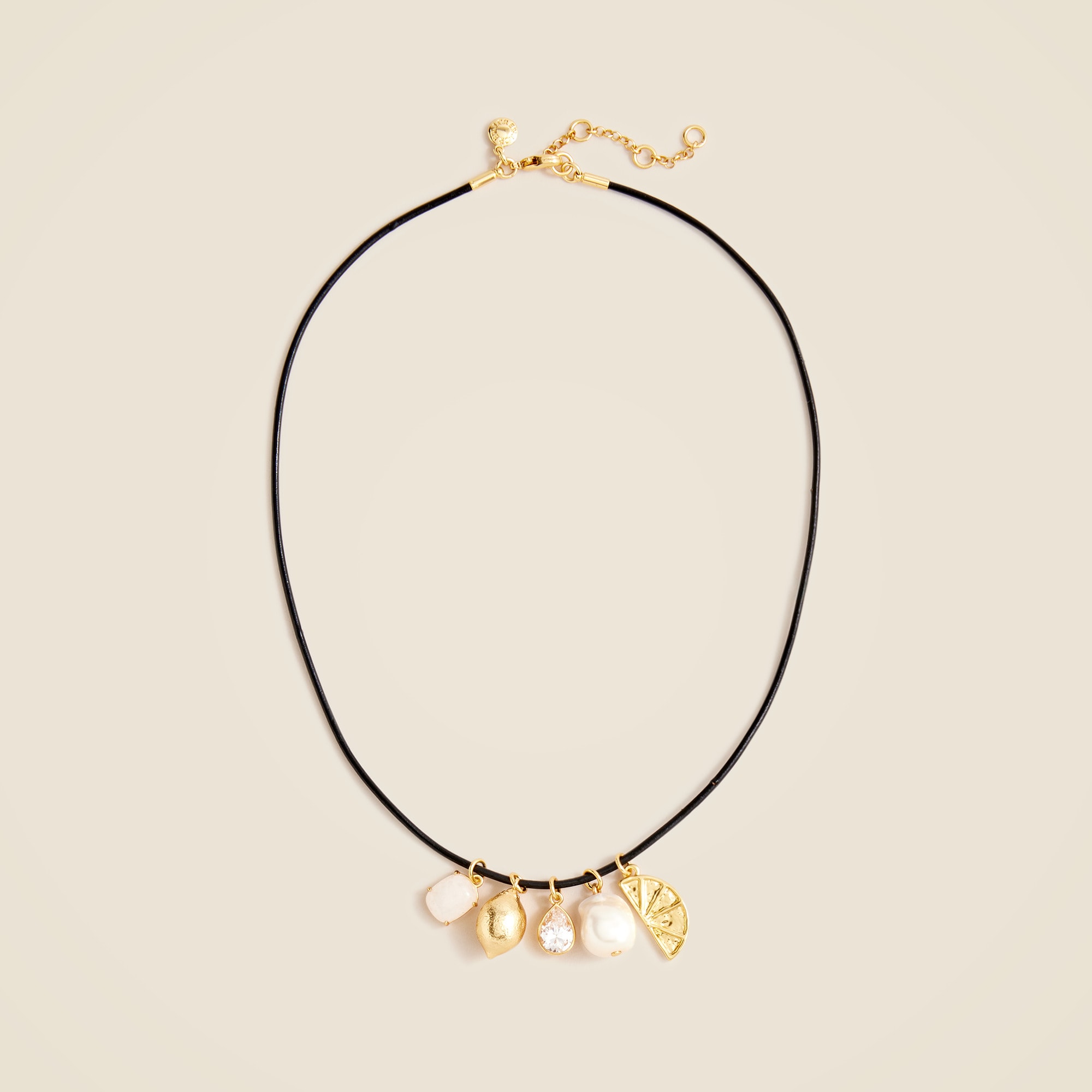 Nautical Lemon Charm And Leather Cord Necklace For Women | J.Crew