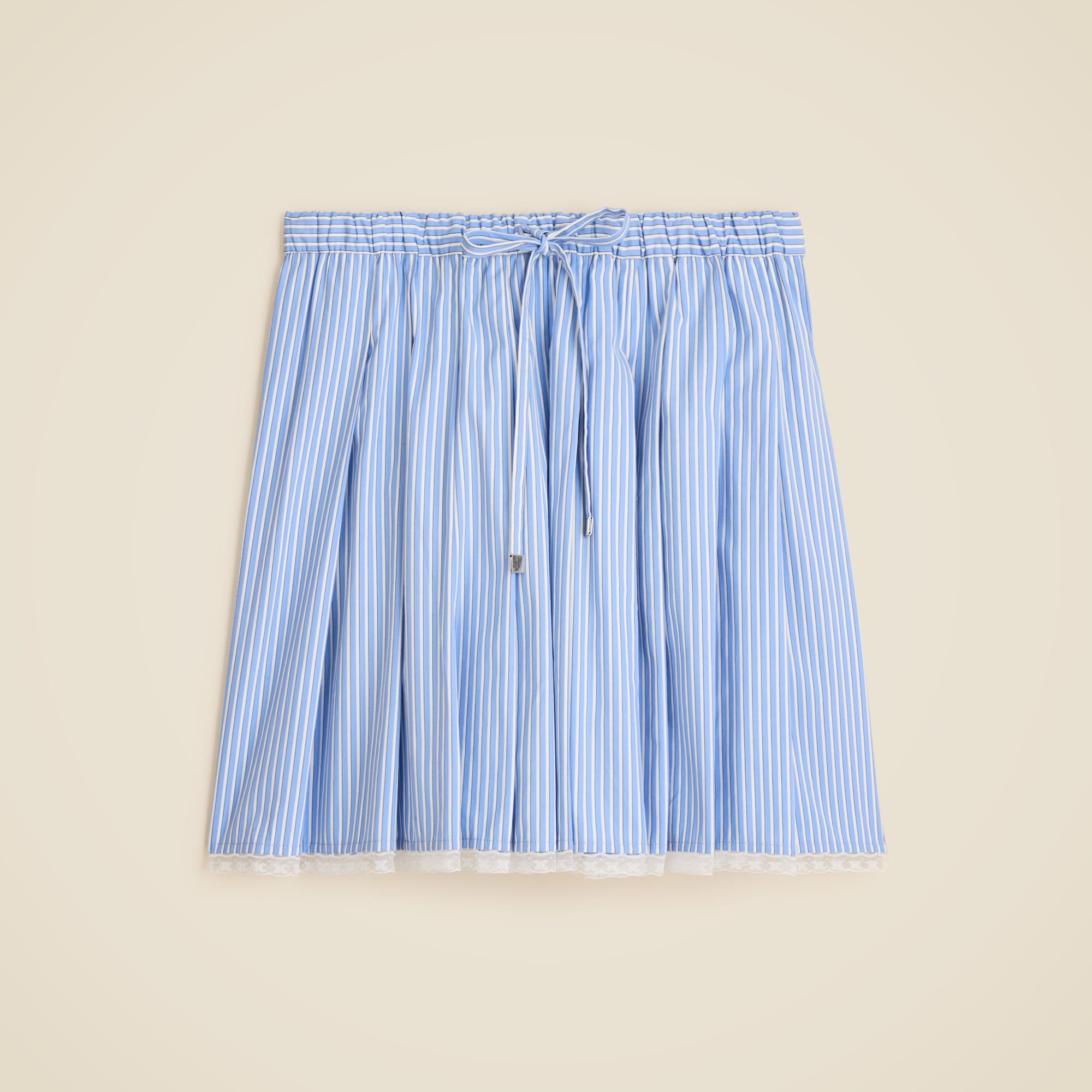 womens Pleated tie-waist mini skirt in stripe