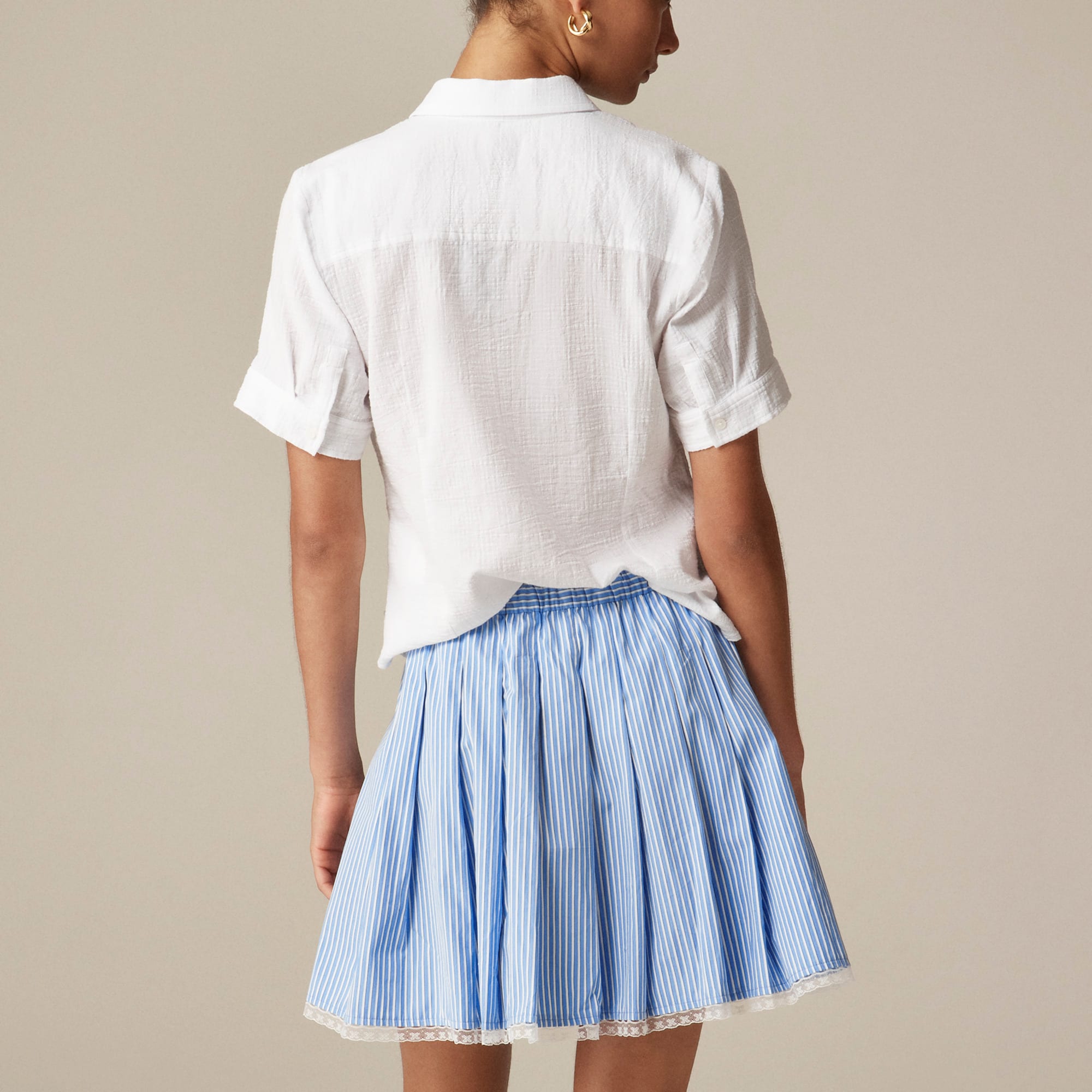 Pleated Tie-waist Mini Skirt In Stripe For Women | J.Crew
