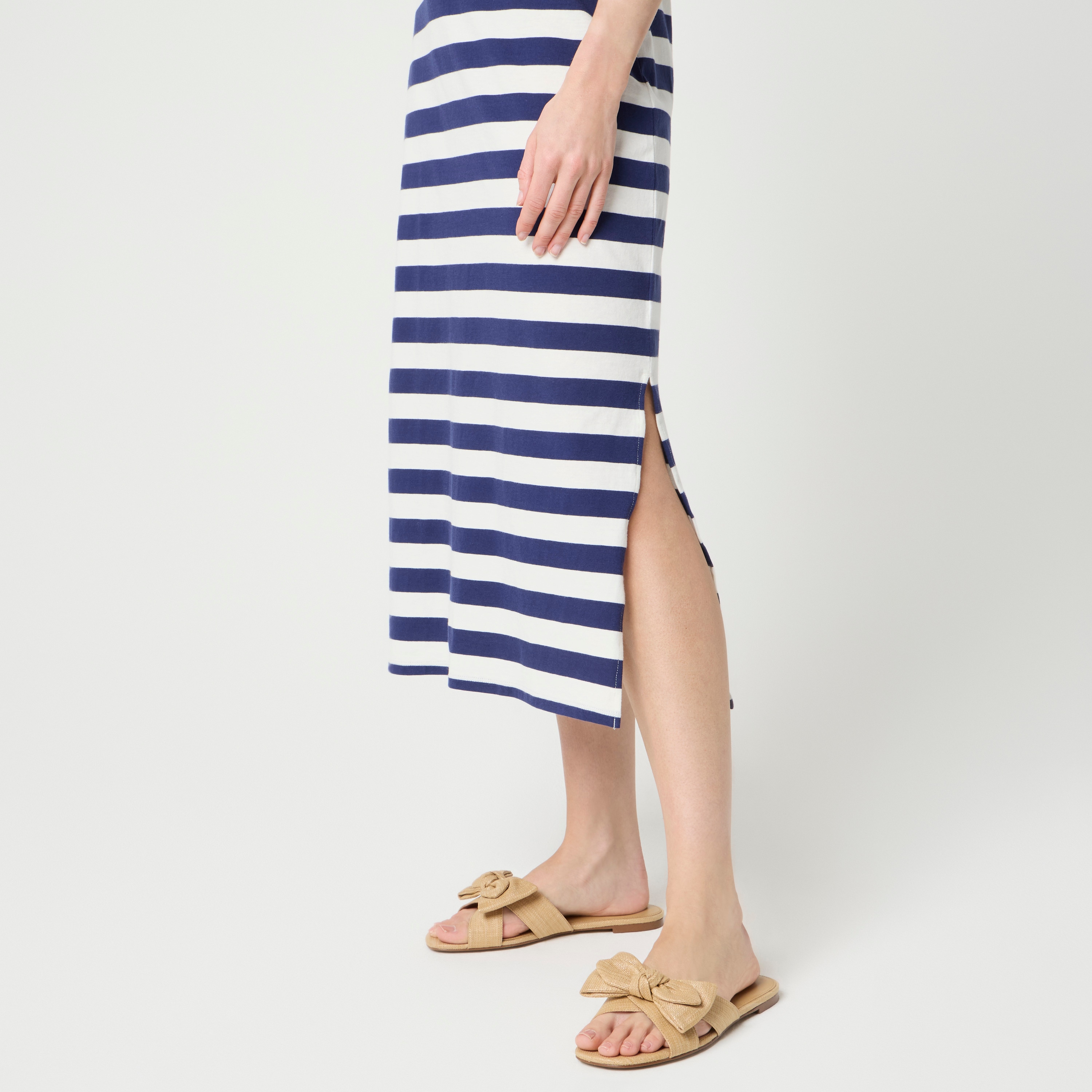 Striped knit midi dress
