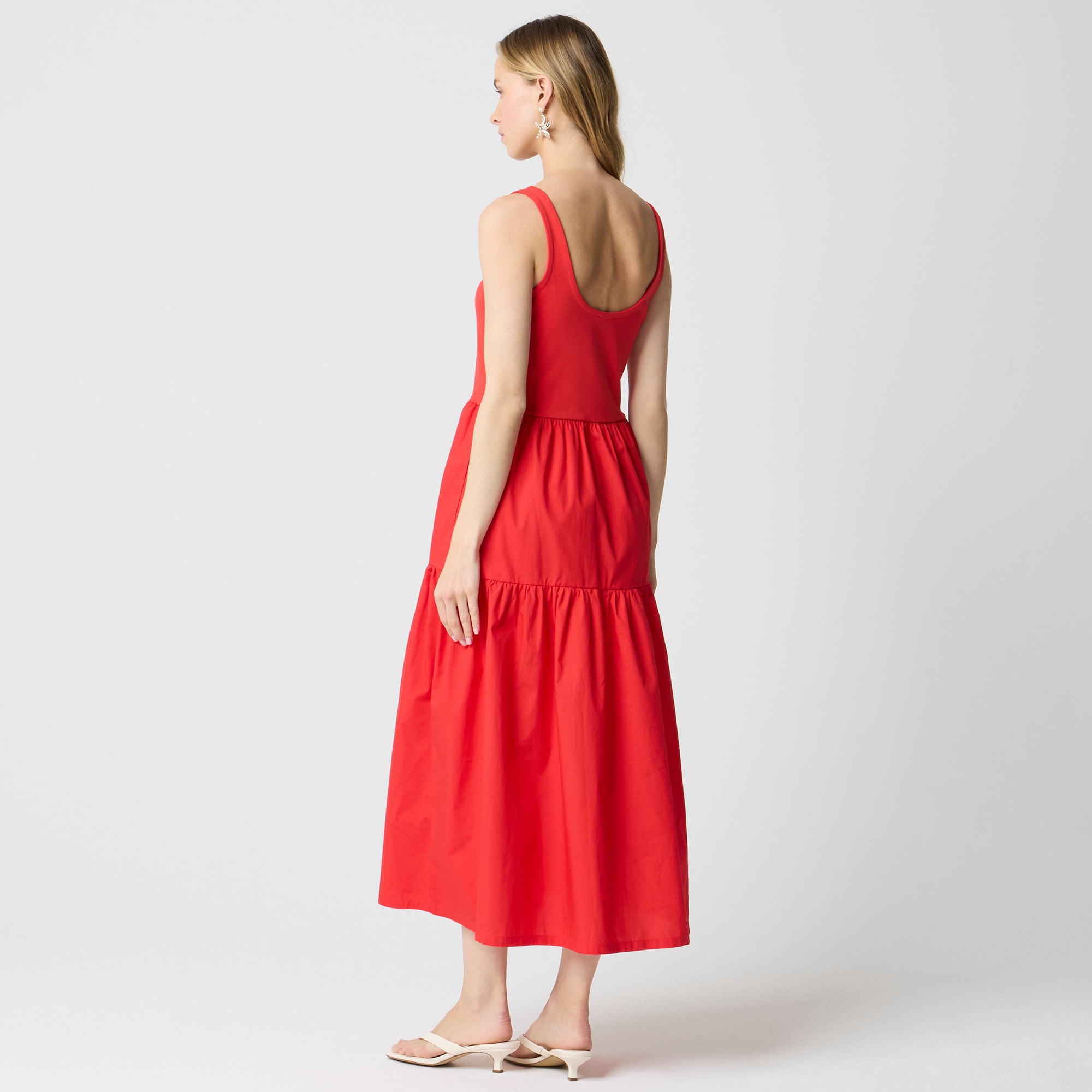 Tiered knit mixy midi dress