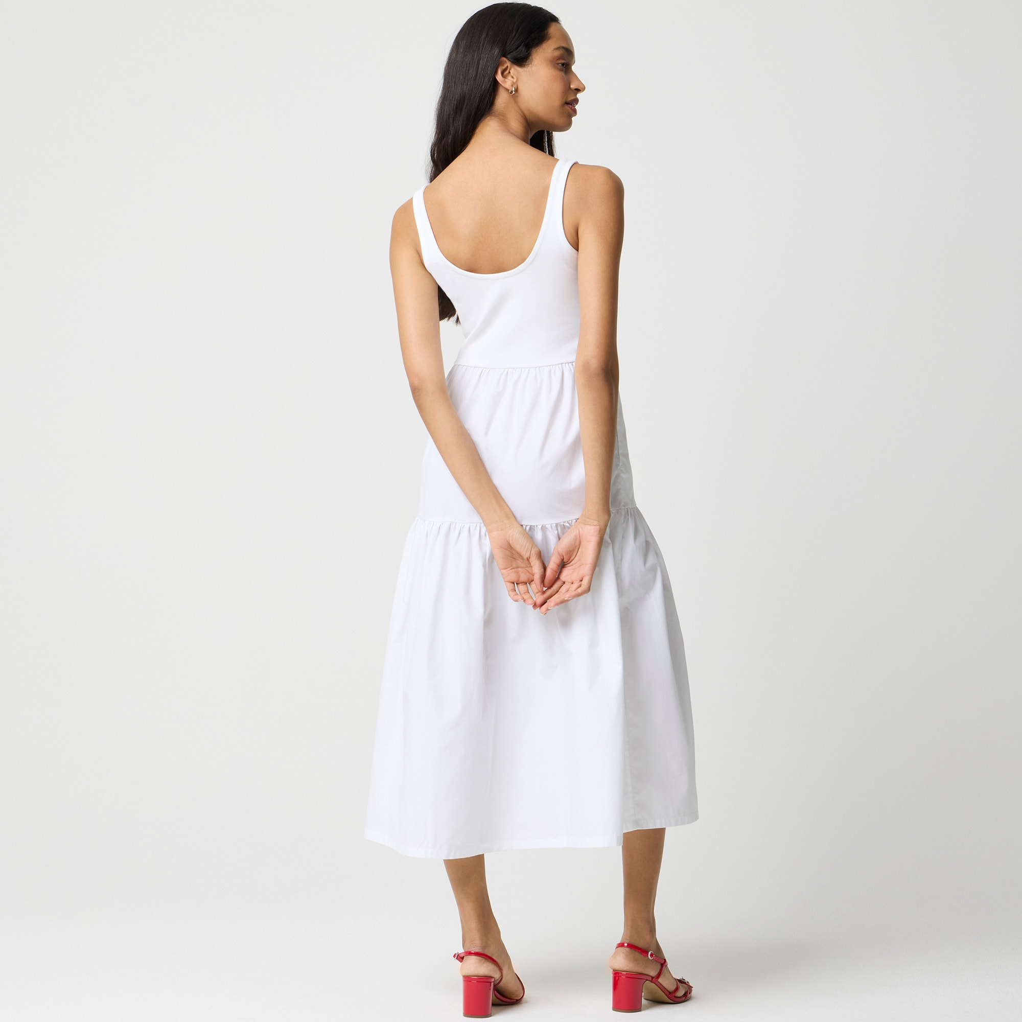 Tiered knit mixy midi dress