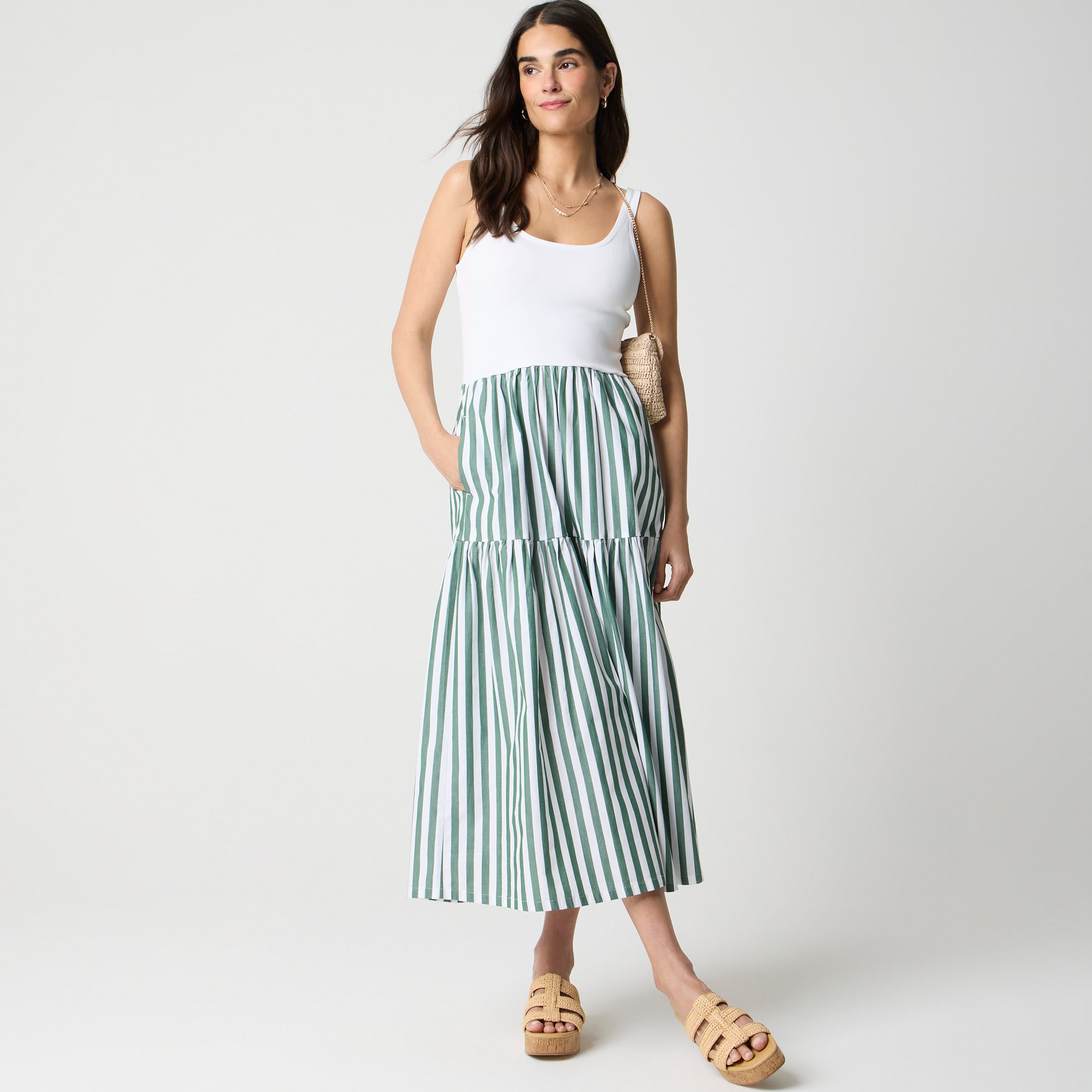  Striped tiered knit mixy dress