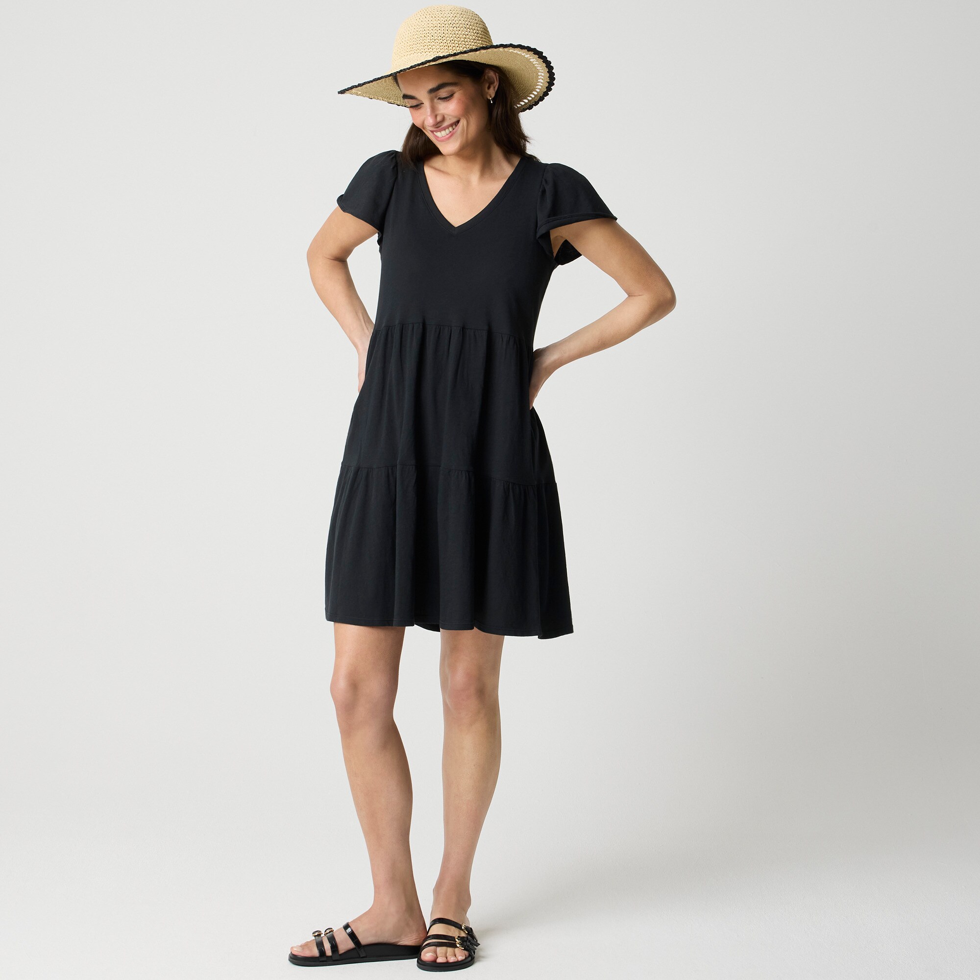 womens Tiered knit mini dress