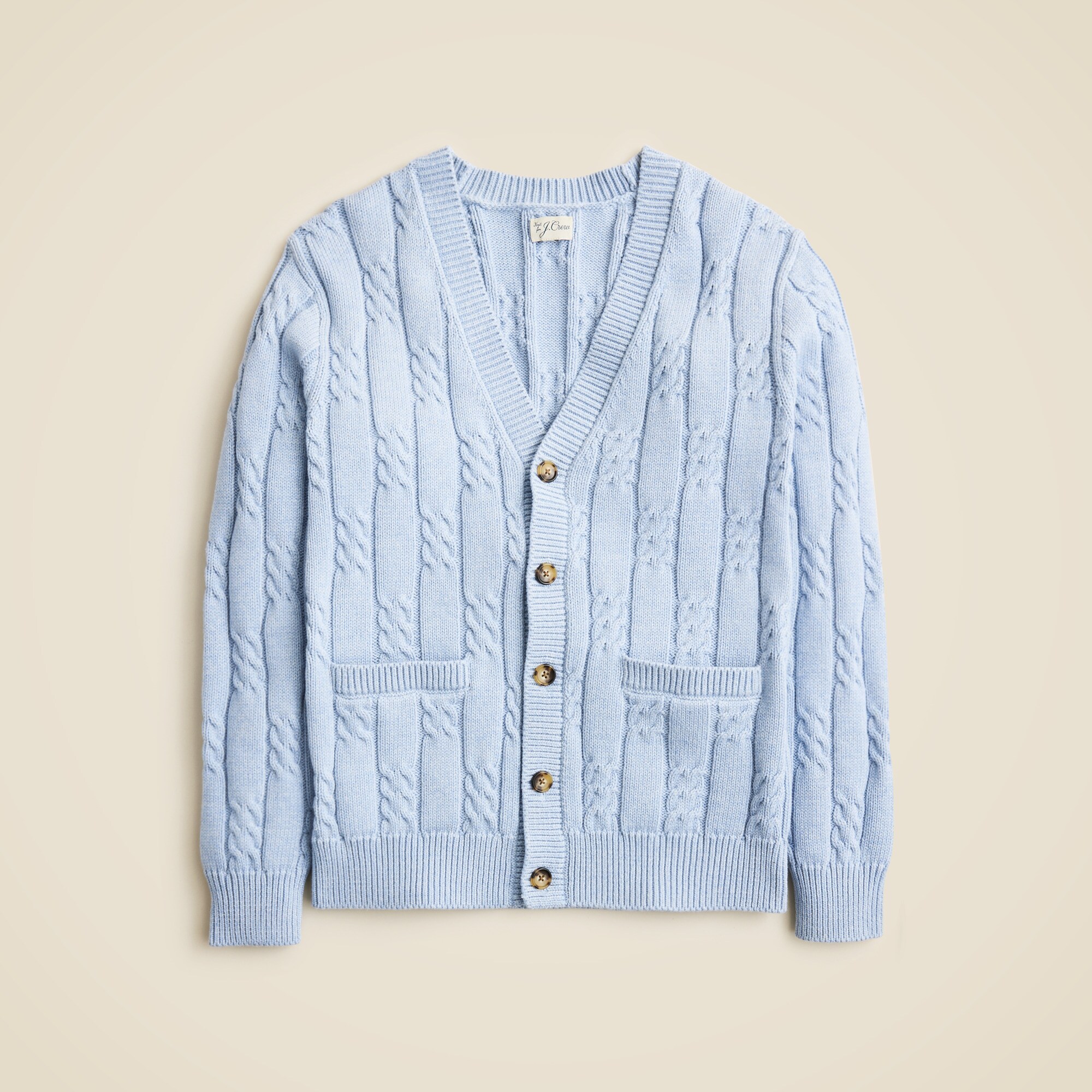 Cotton cable-knit V-neck cardigan
