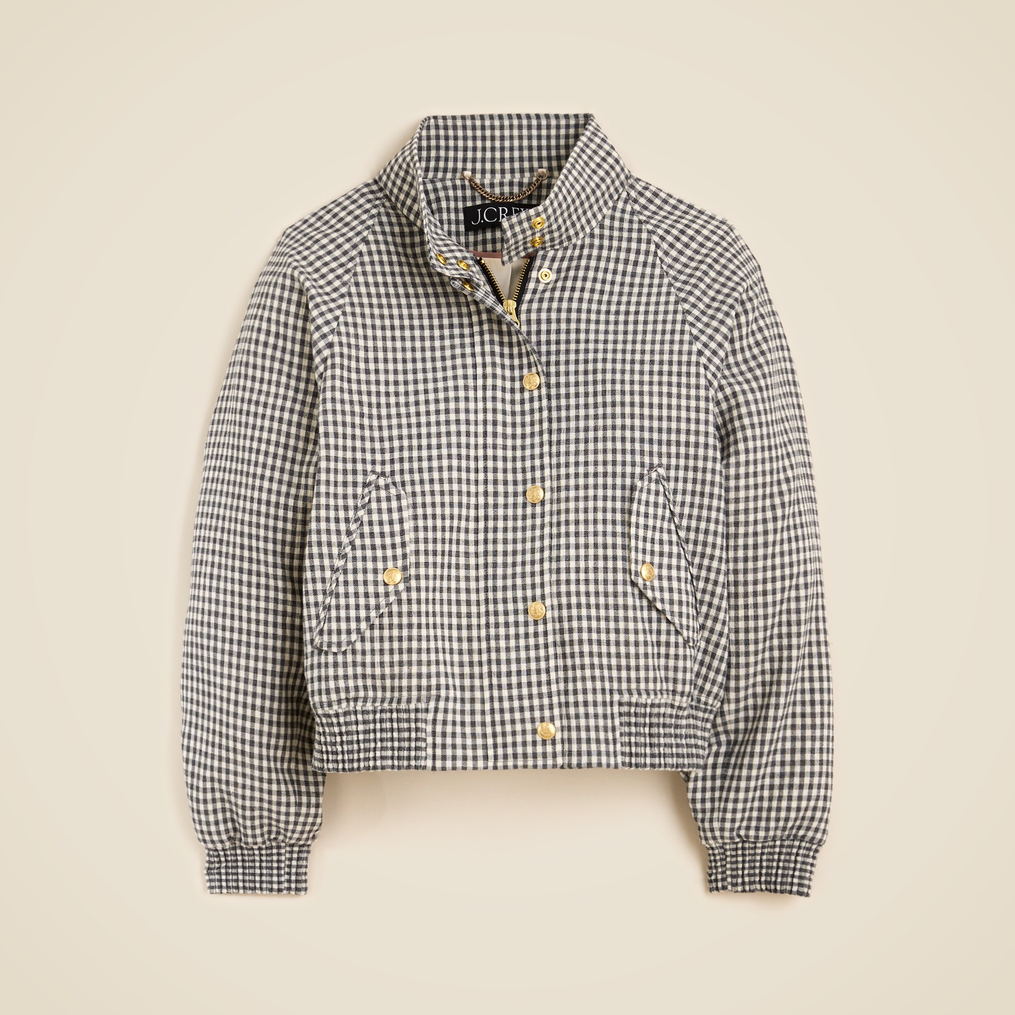 womens Flight jacket in gauzy gingham