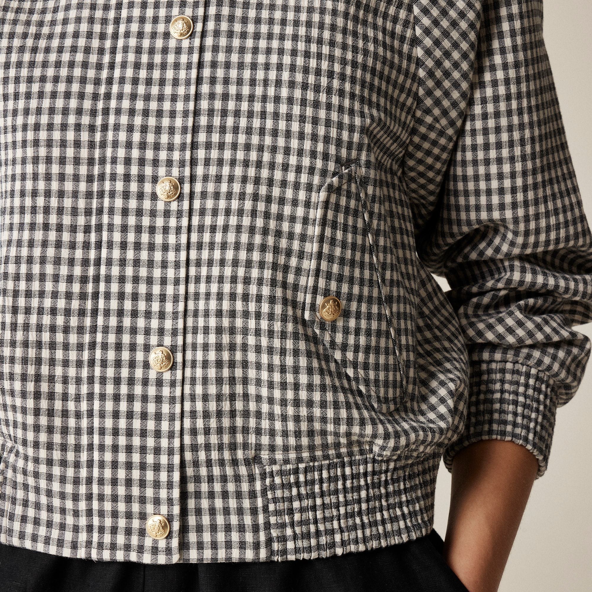 Flight jacket in gauzy gingham