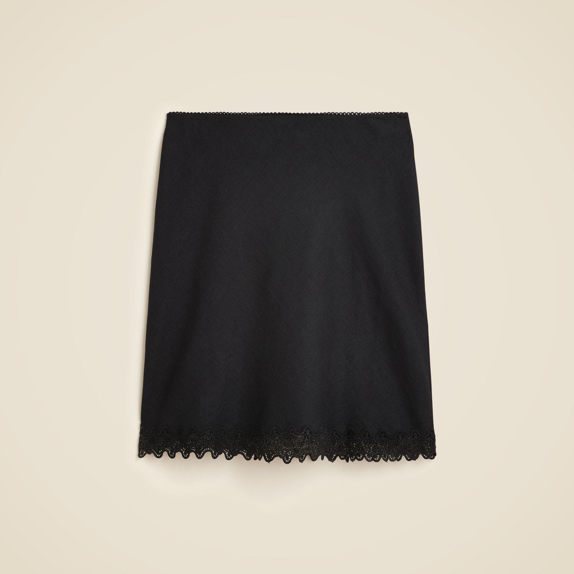 Lace-trim squareneck tank top in linen