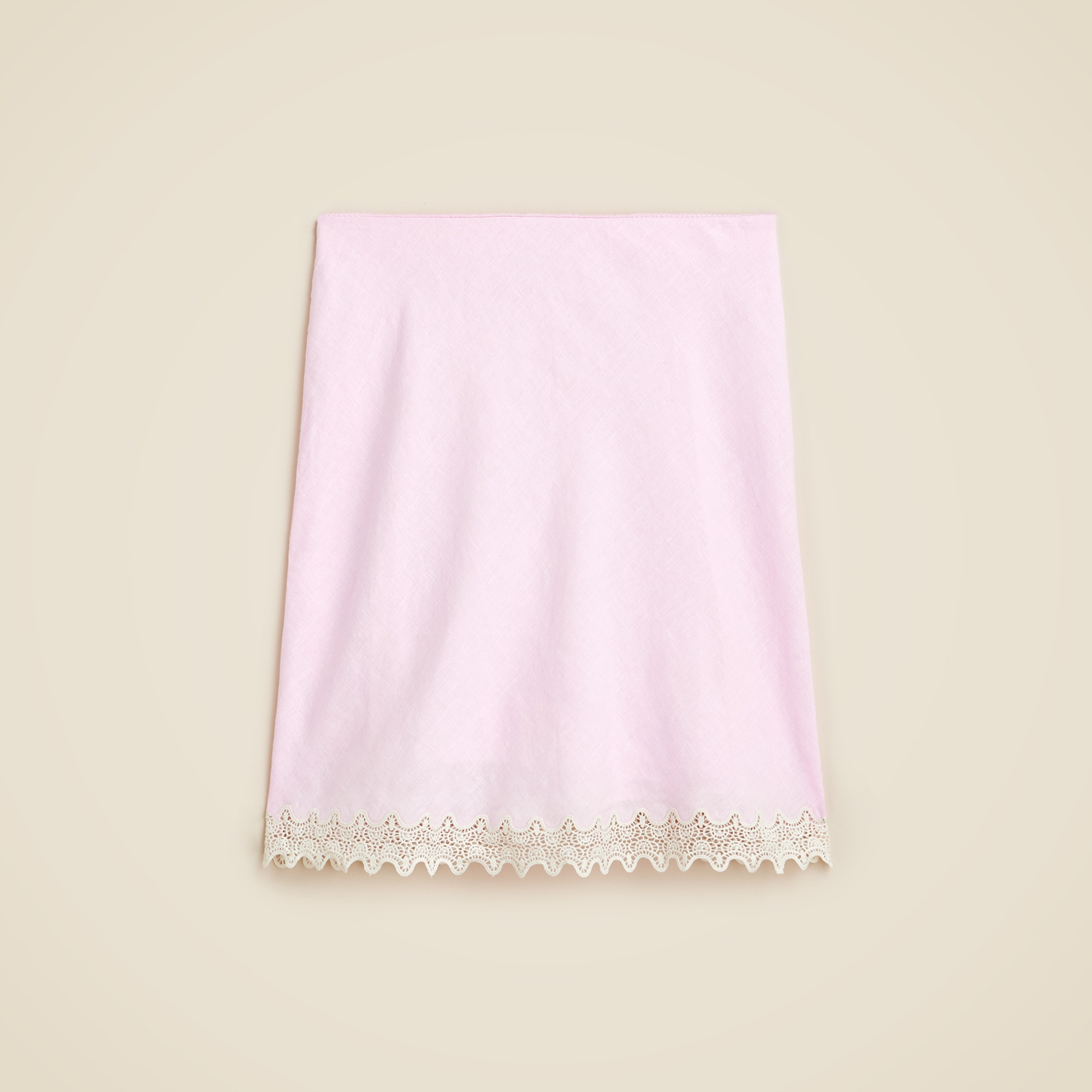 Lace-trim squareneck tank top in linen
