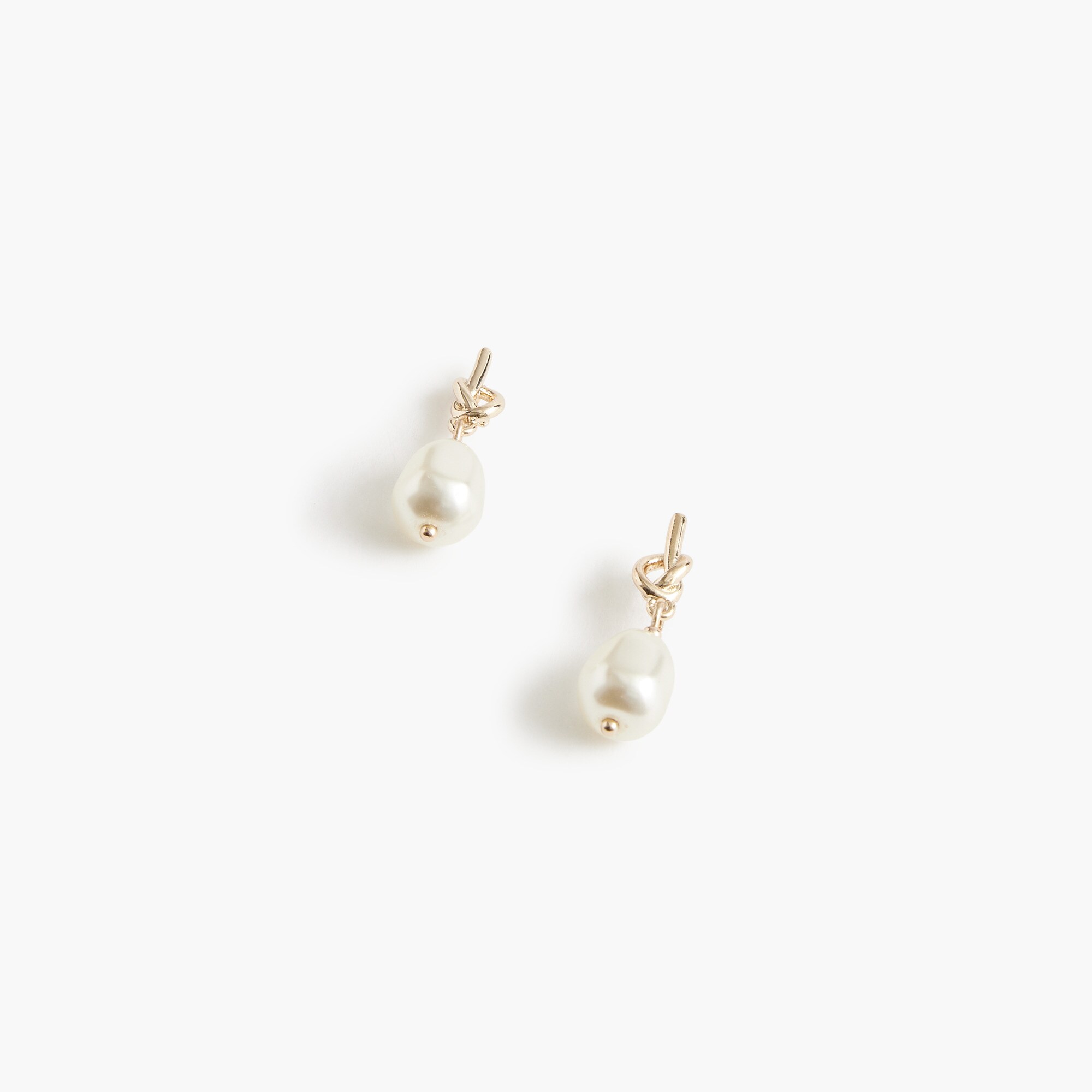 womens Gold knot pearl earrings