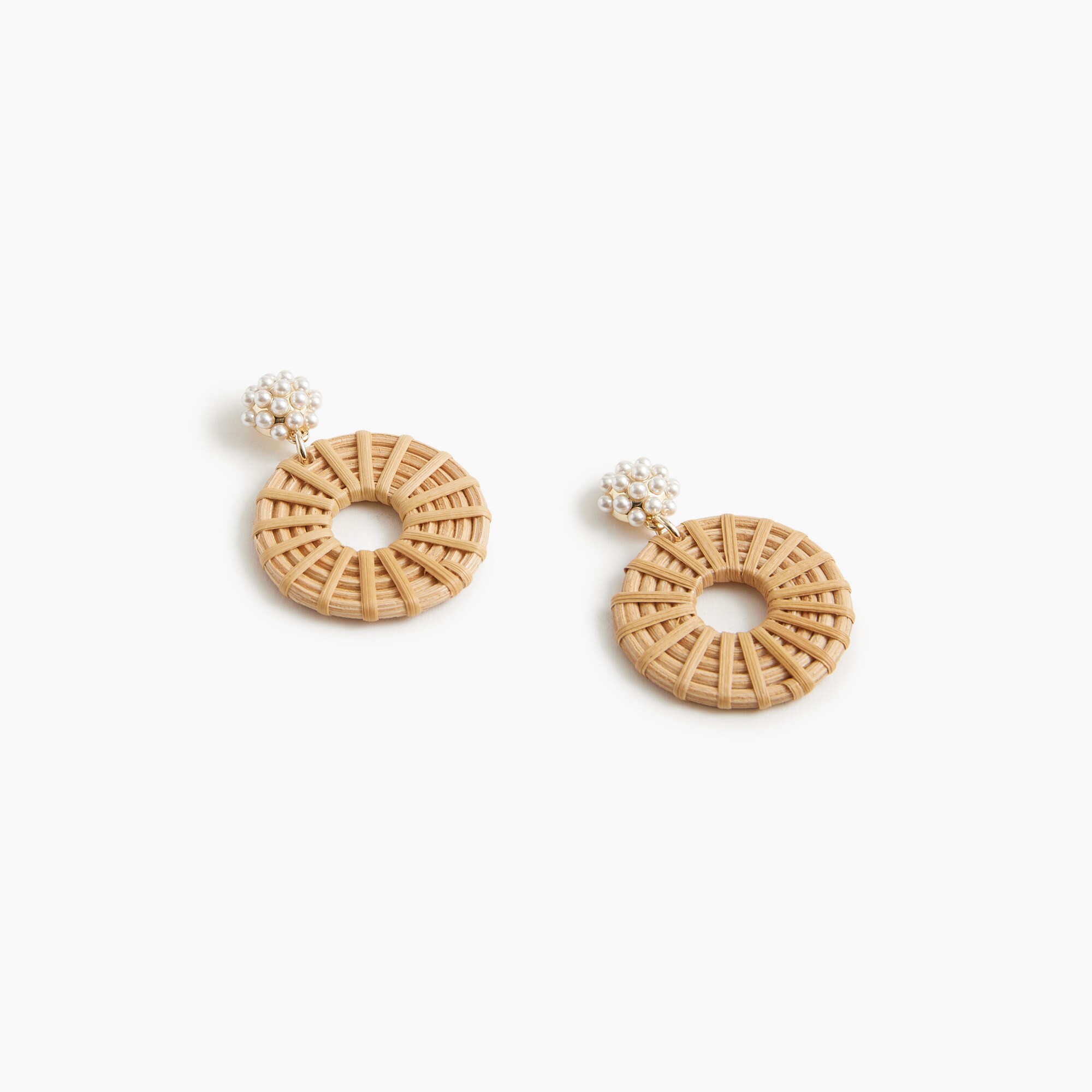 Pearl woven circle statement earrings