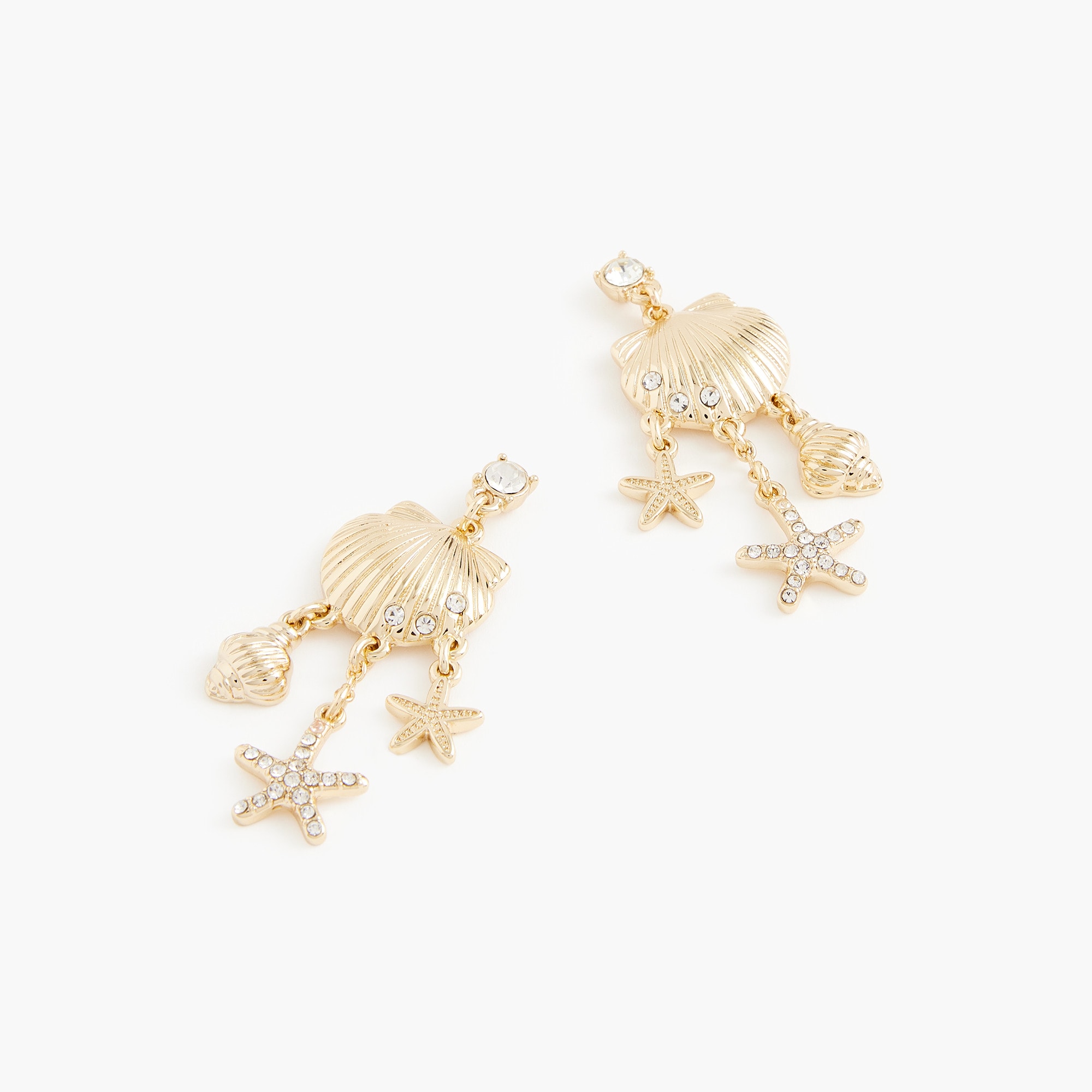 womens Seashell and starfish dangly earrings