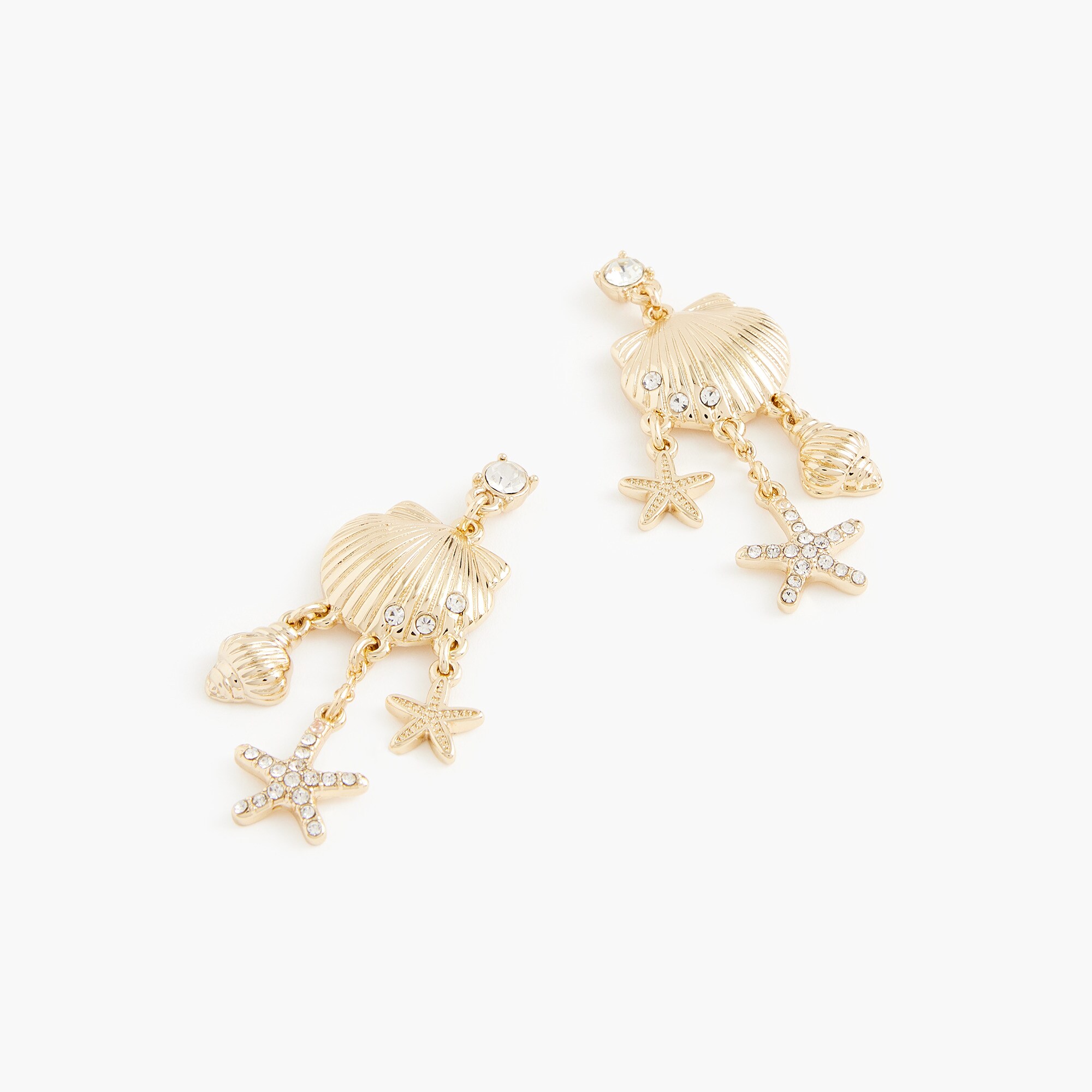 womens Seashell and starfish dangly earrings