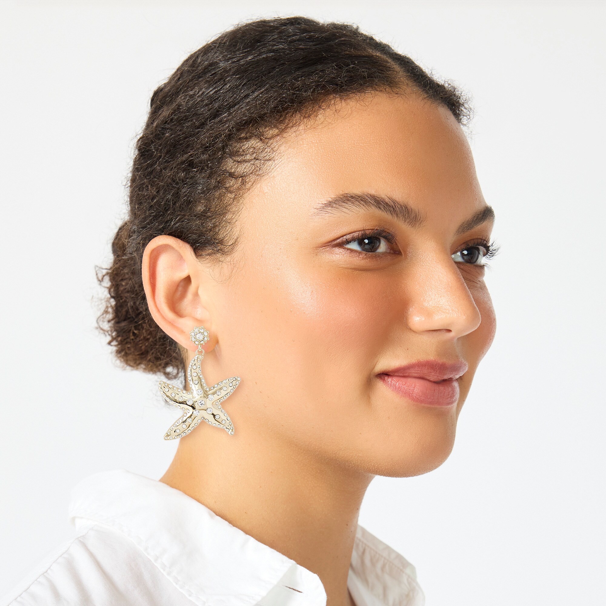 Crystal pavé starfish statement earrings
