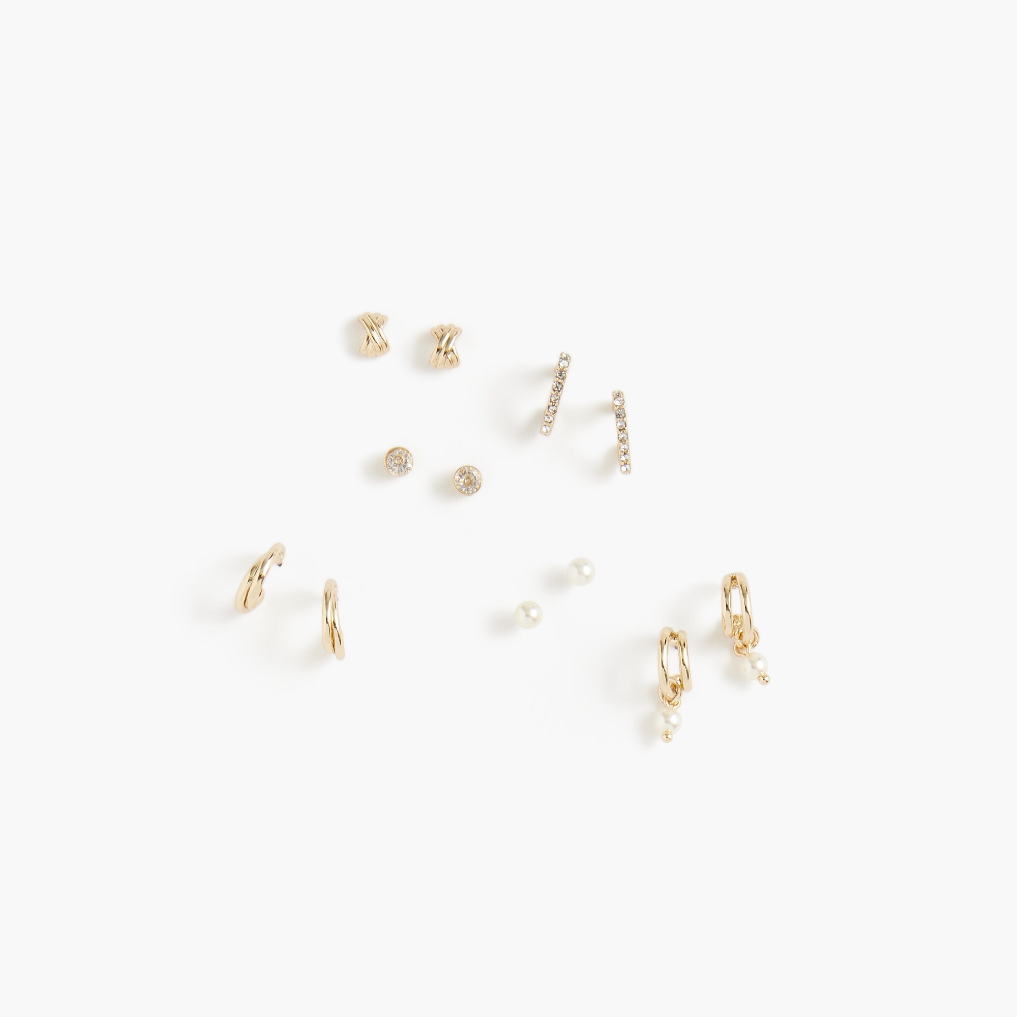 pearl and pav&eacute; stud earrings set for women
