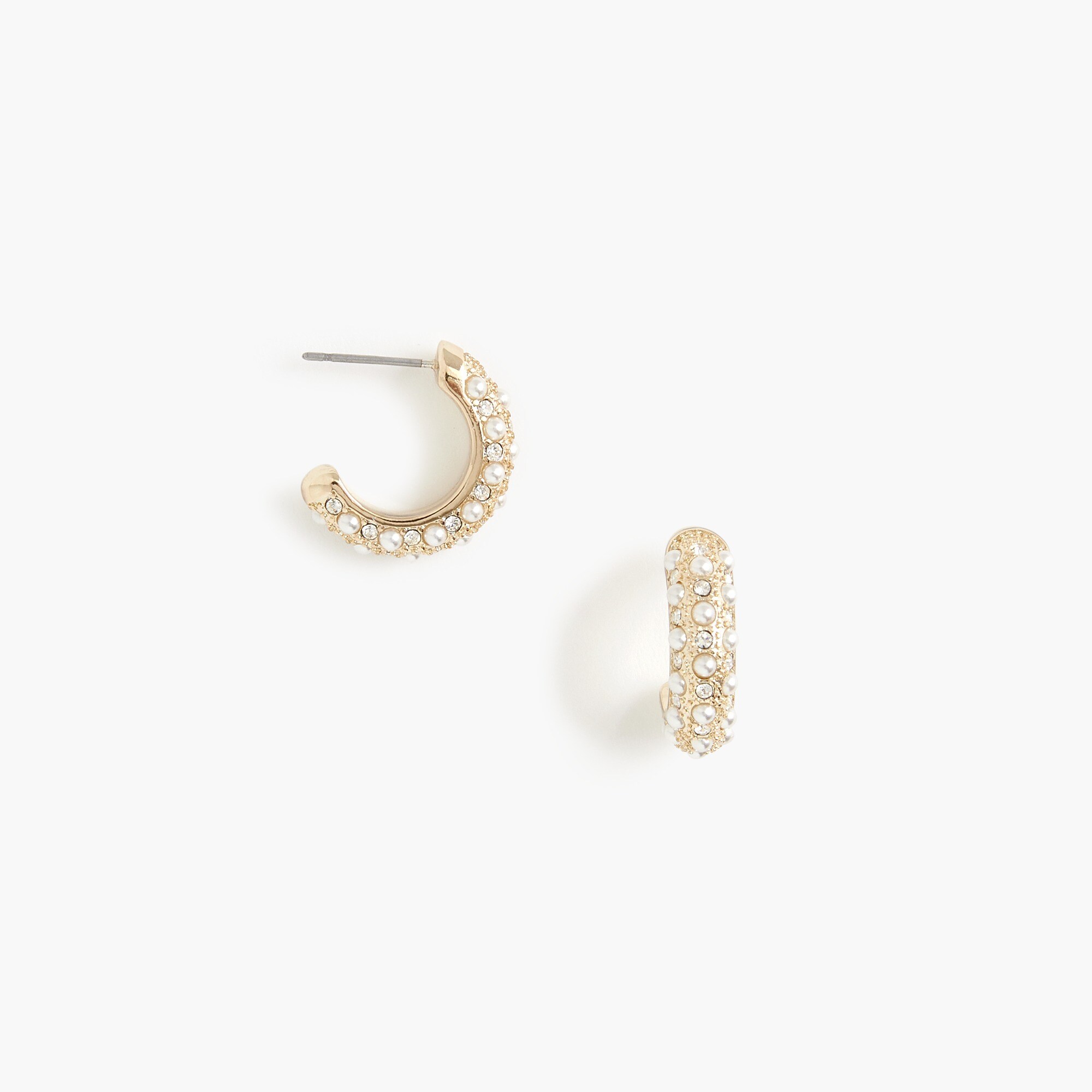 womens Pearl and pav&eacute; hoop earrings