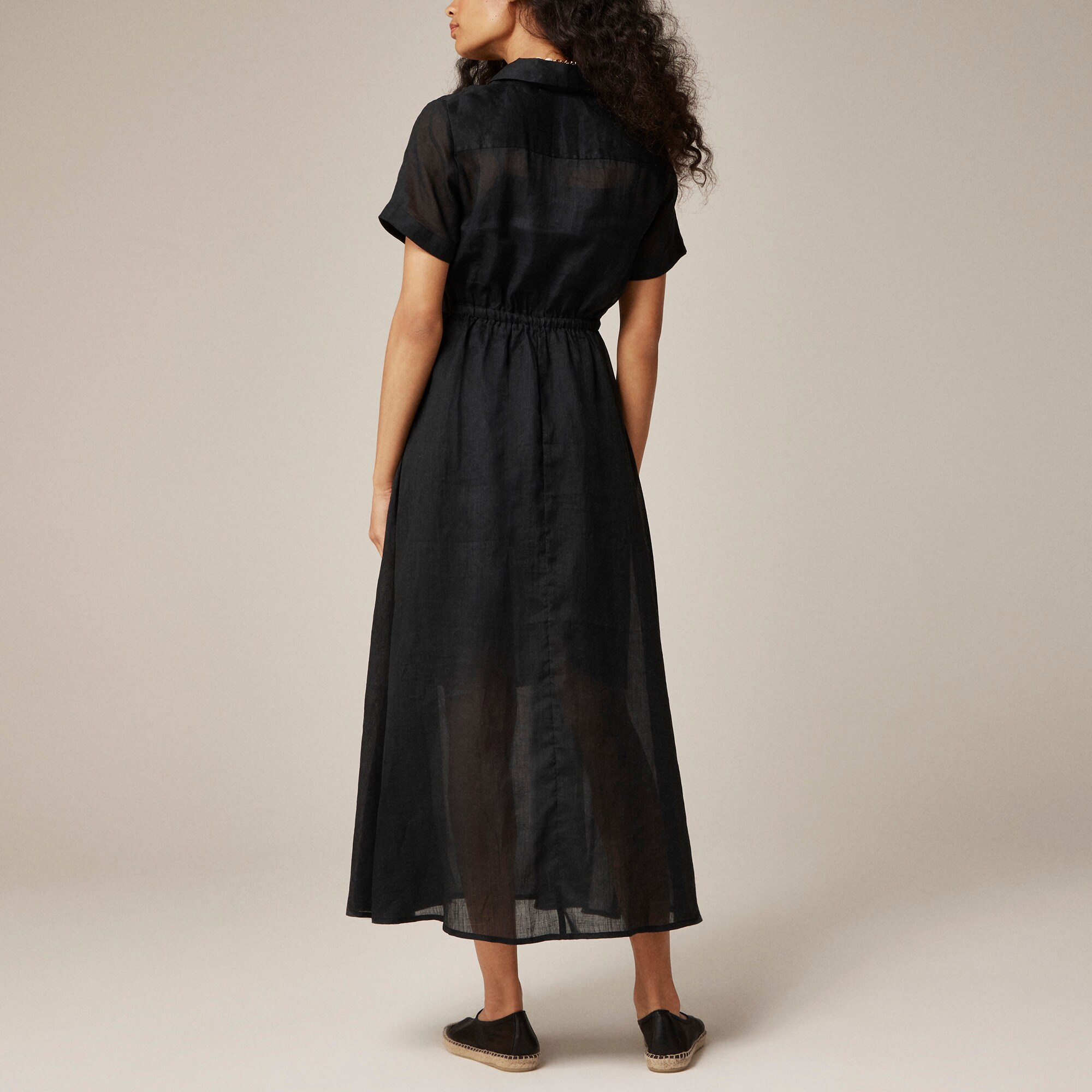 Cerise shirt-dress in ramie