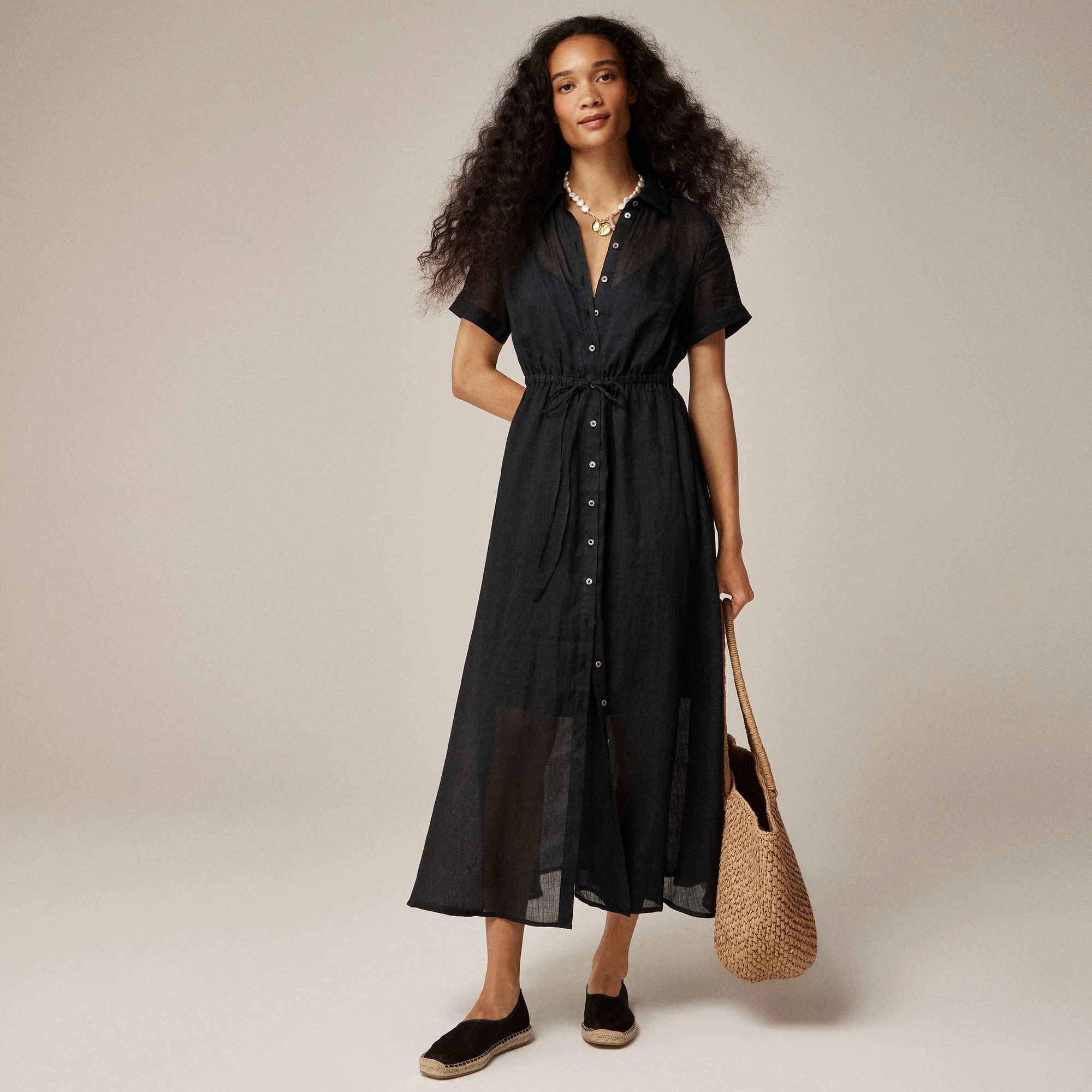 Cerise shirtdress in ramie