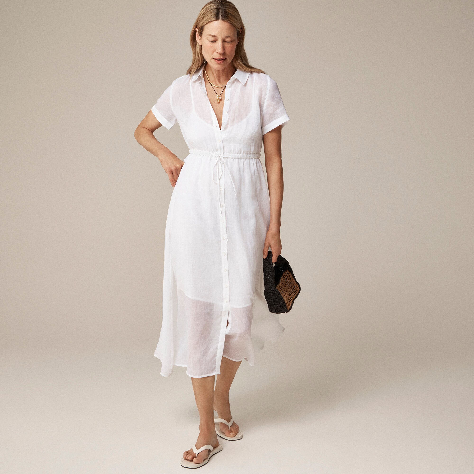 Cerise shirtdress in ramie