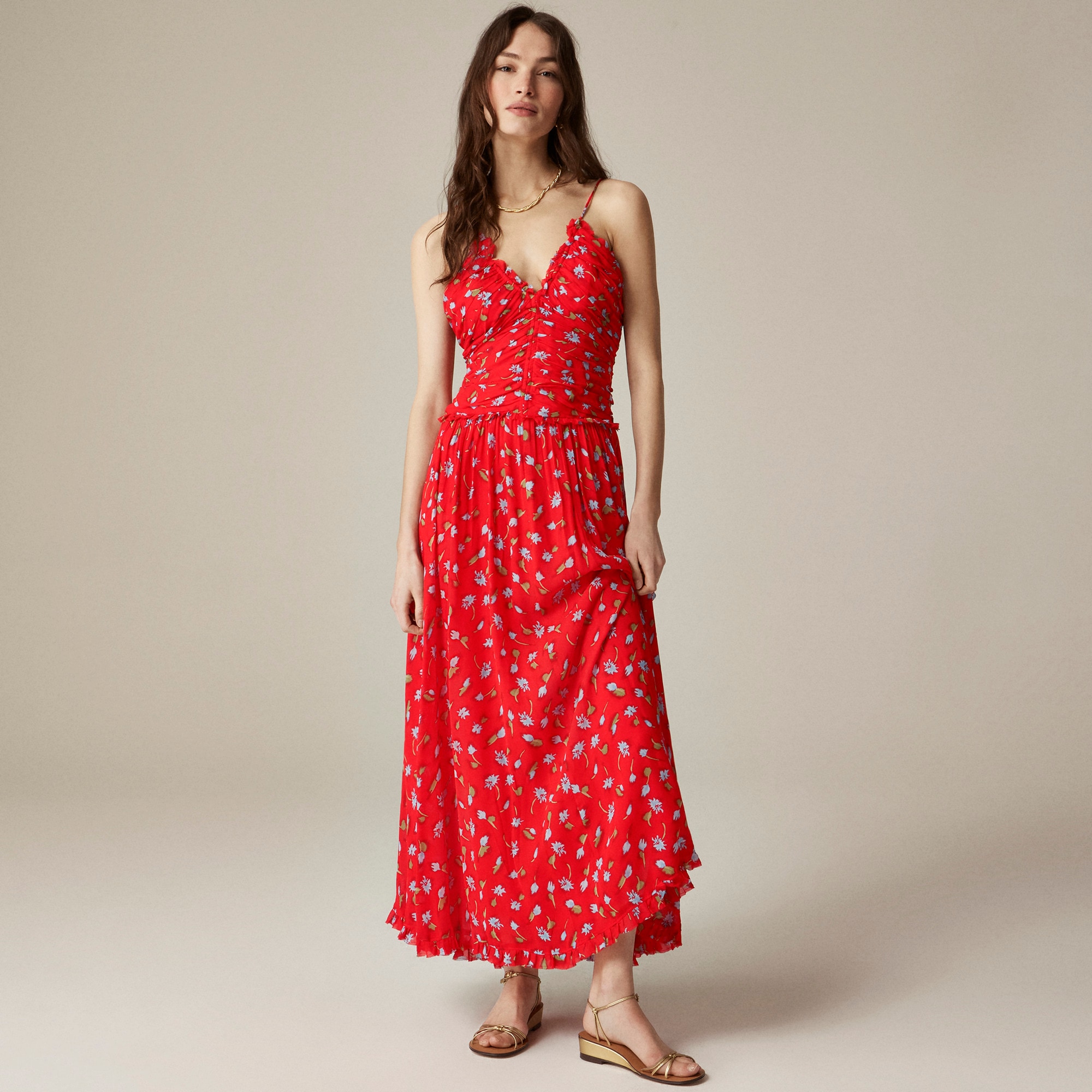 womens Collection ruched chiffon dress