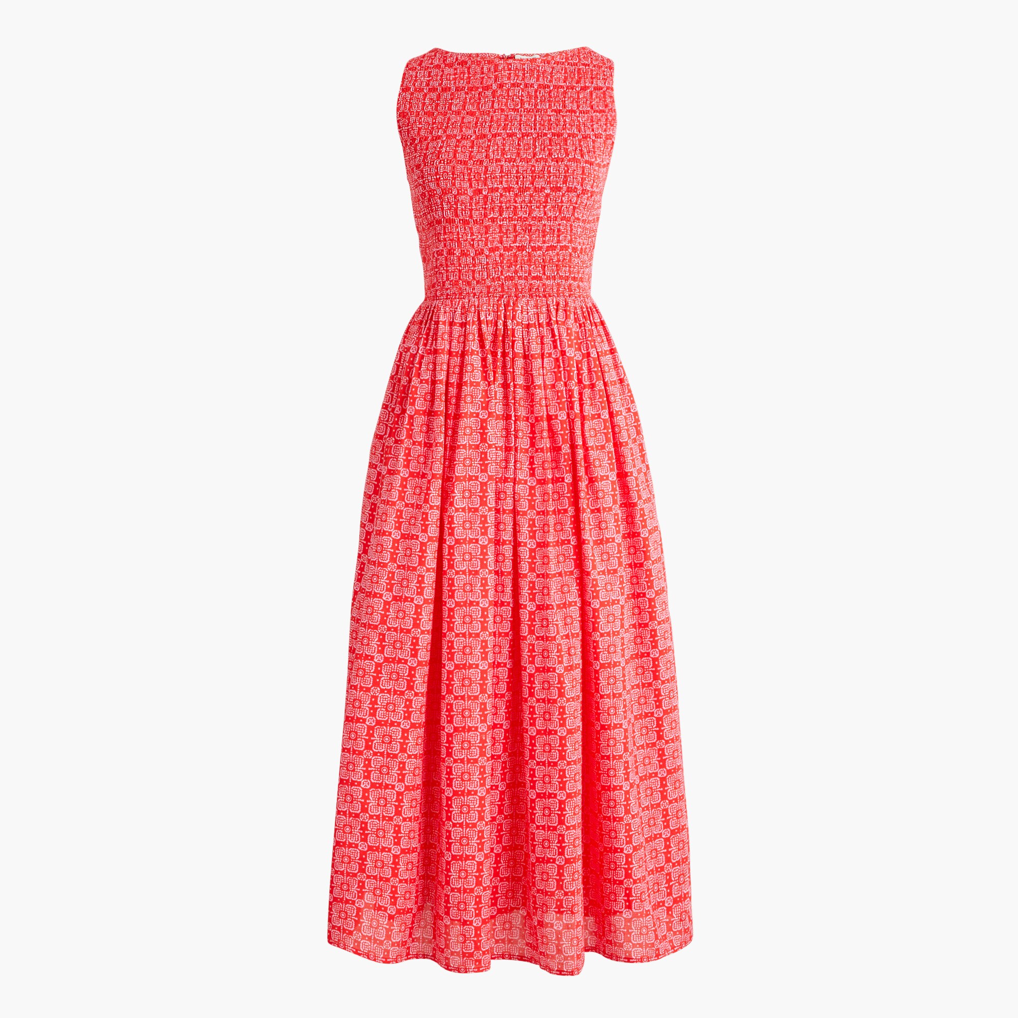 Smocked boatneck midi dress