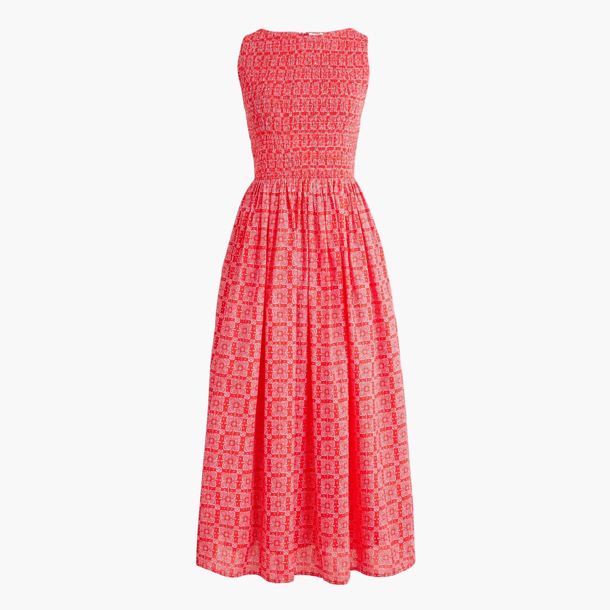 smocked boatneck midi dress for women