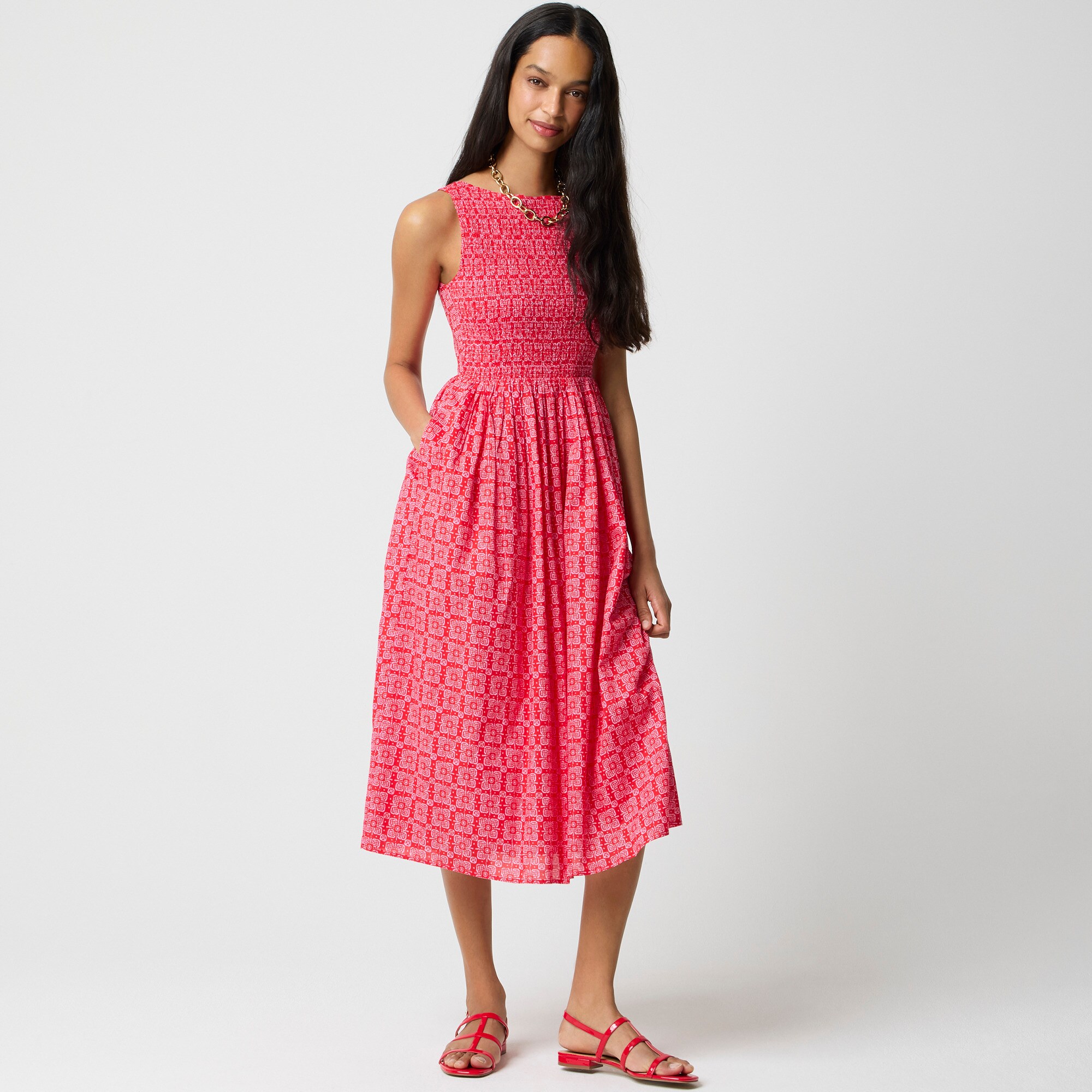  Petite smocked boatneck maxi dress