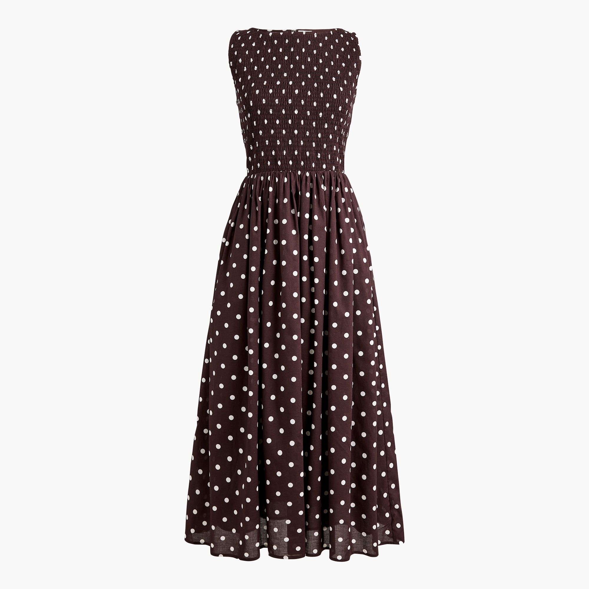Smocked boatneck midi dress
