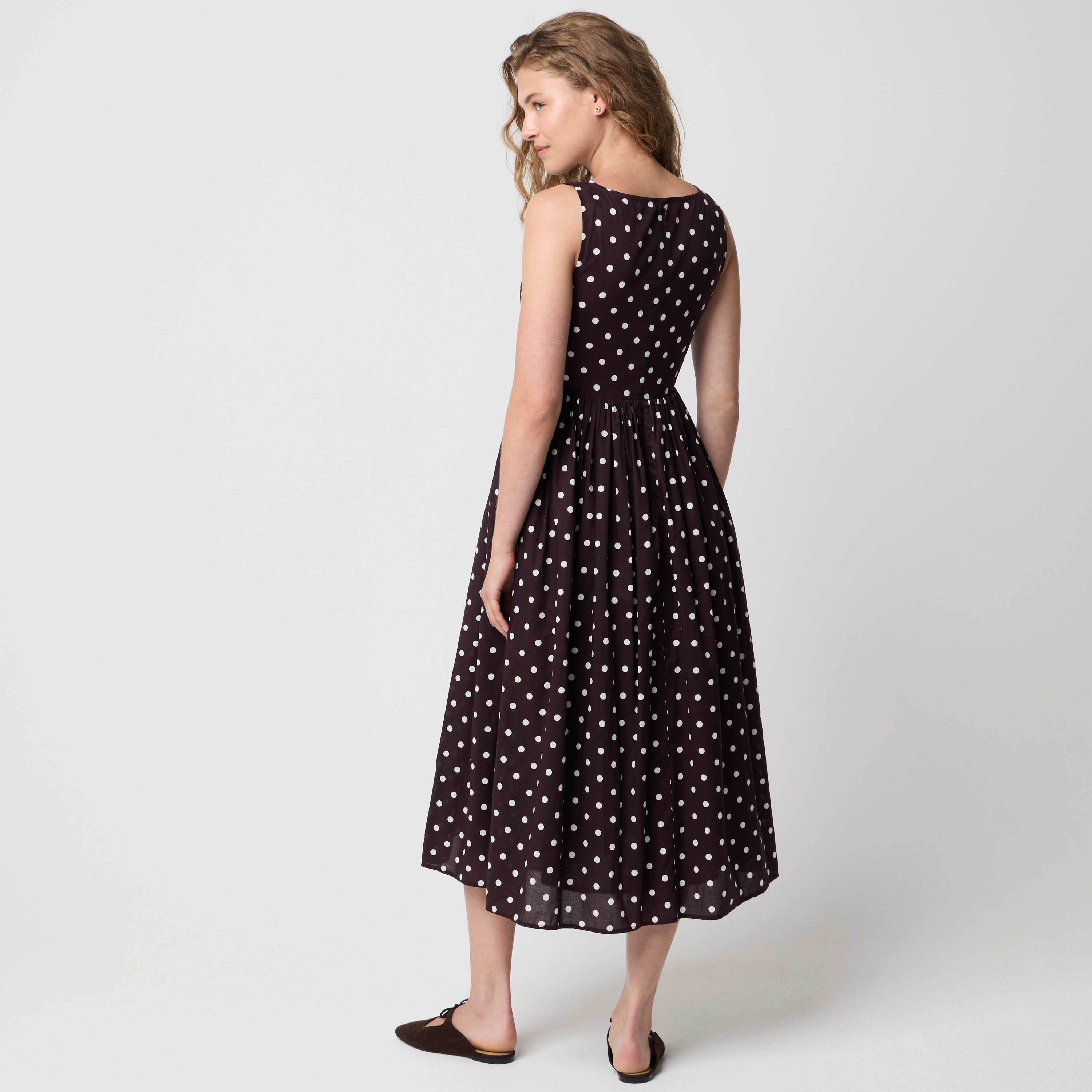 Smocked boatneck midi dress