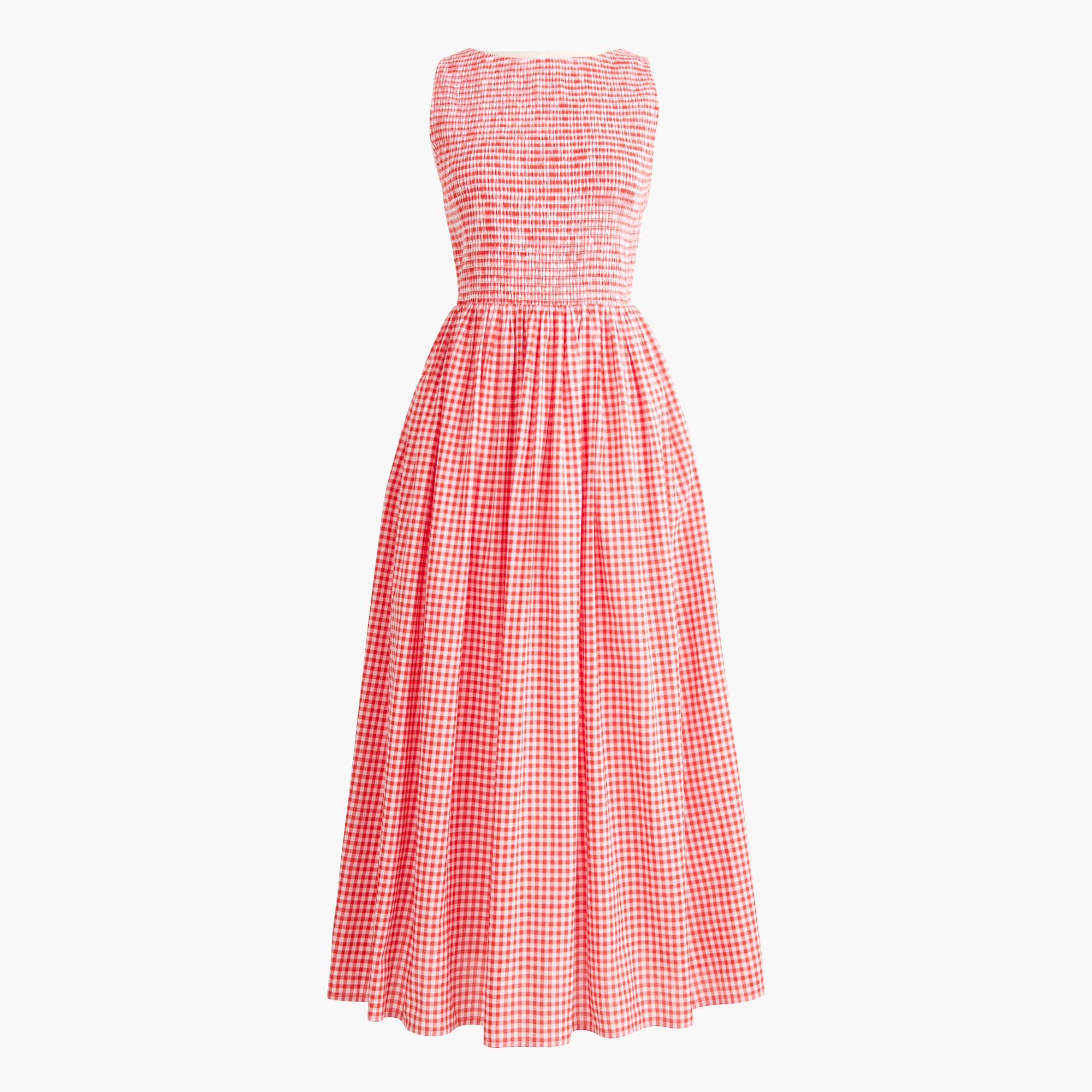 Smocked boatneck midi dress