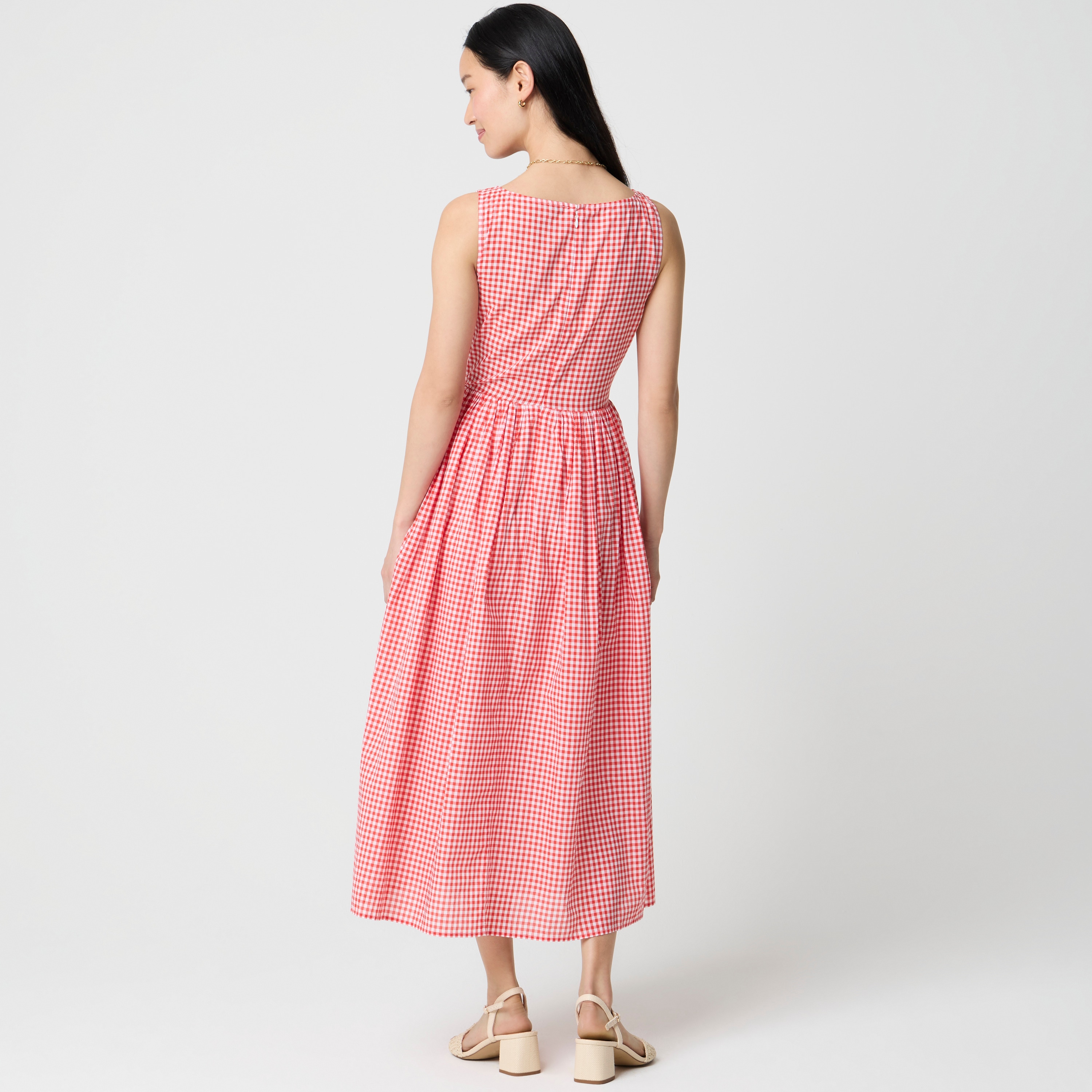 Smocked boatneck midi dress